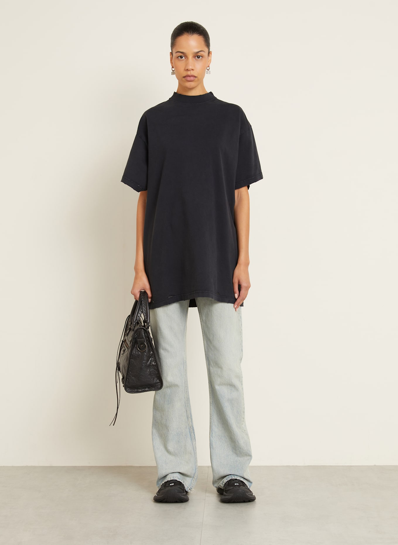 BALENCIAGA Koszulka oversize: CZARNY
