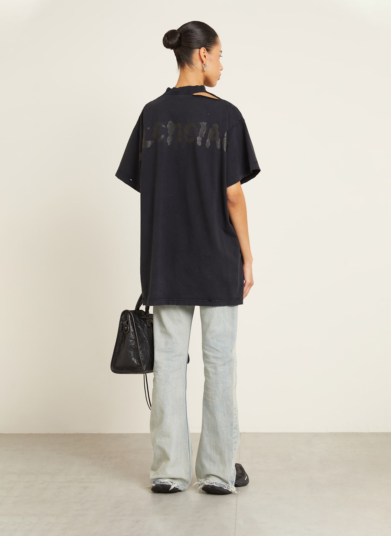 BALENCIAGA Koszulka oversize: CZARNY