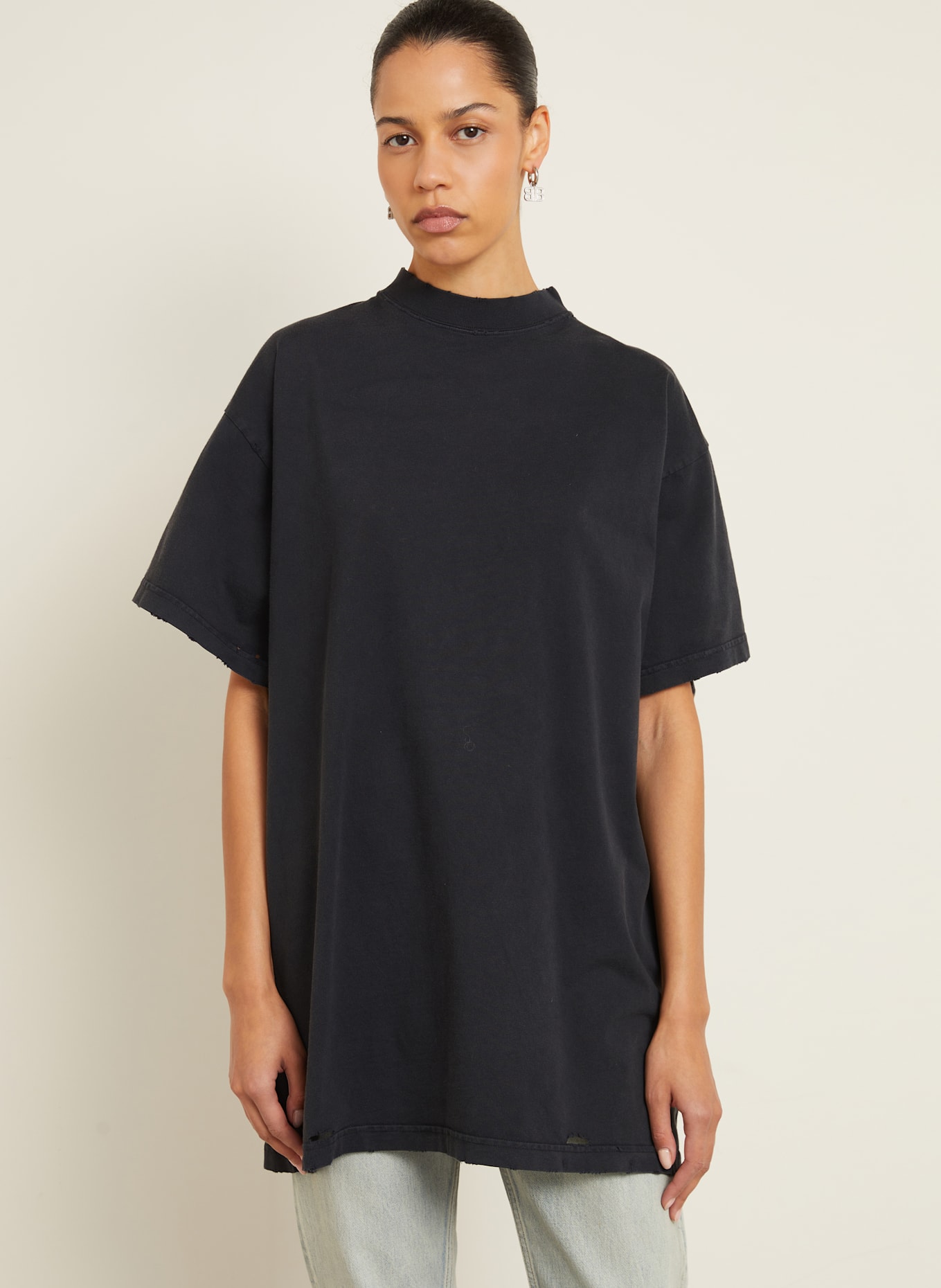 BALENCIAGA Koszulka oversize: CZARNY