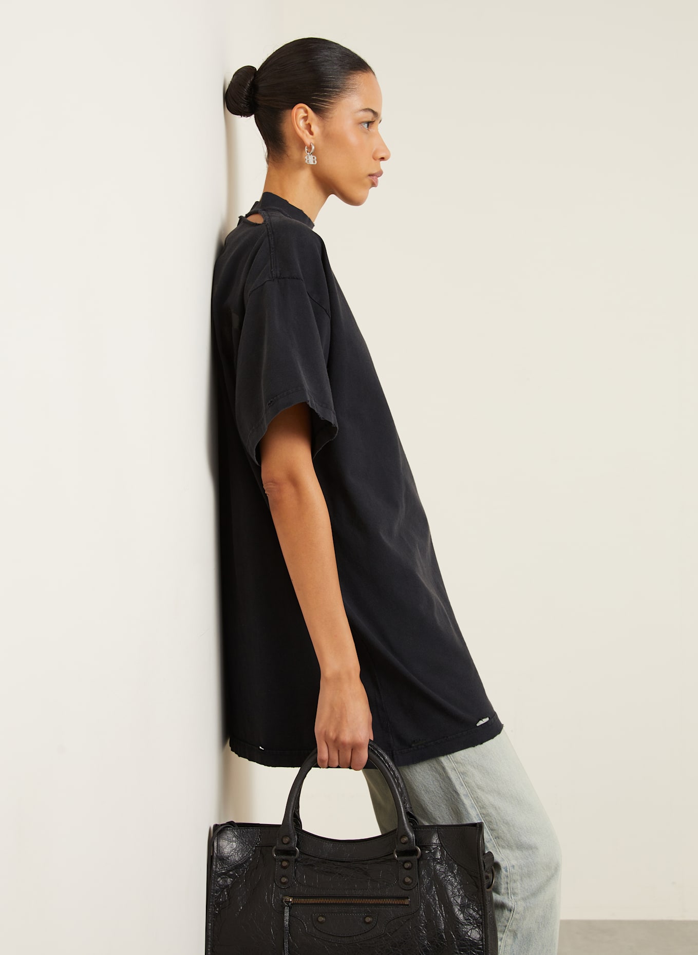 BALENCIAGA Koszulka oversize: CZARNY