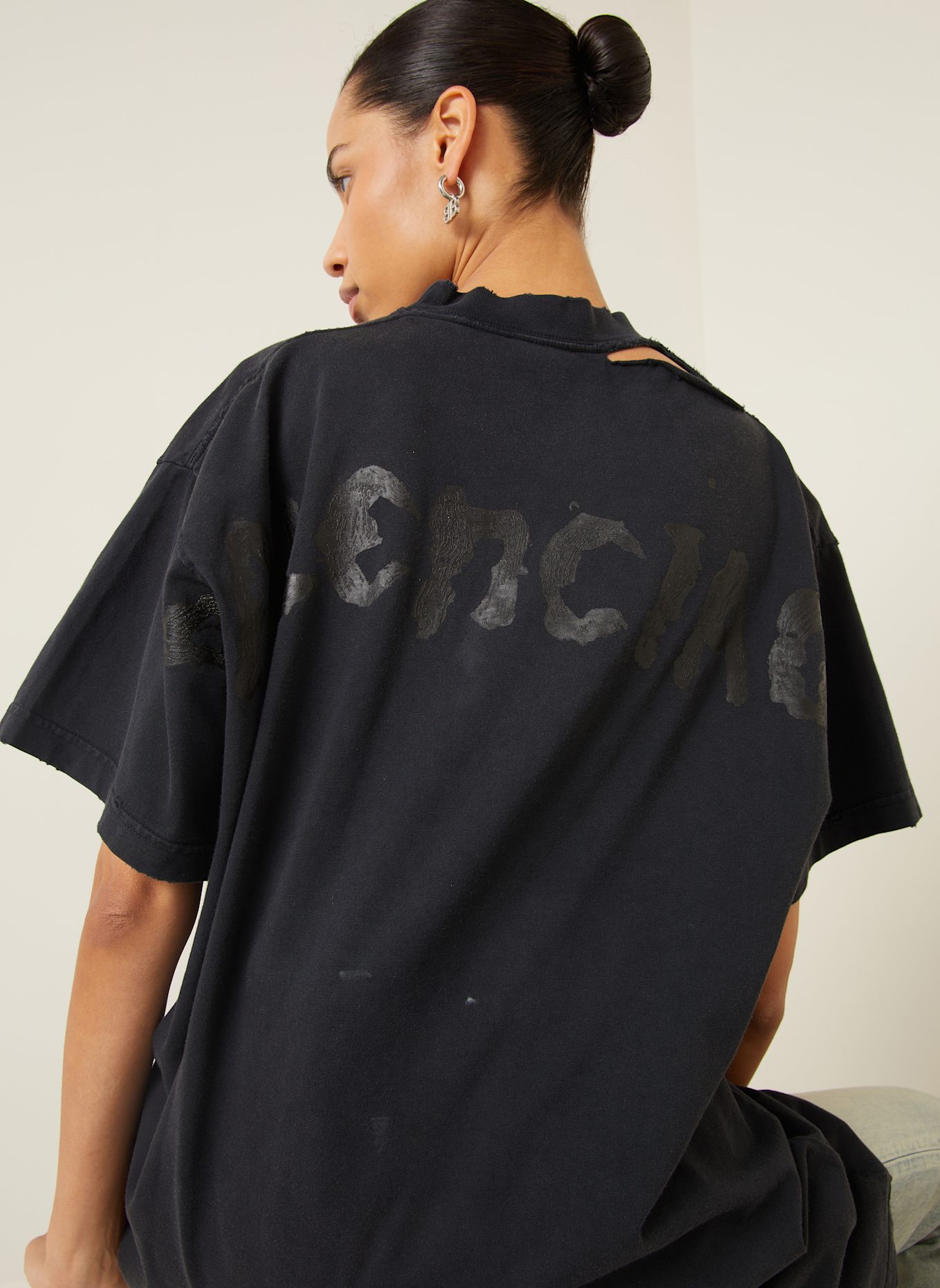 BALENCIAGA Koszulka oversize: CZARNY