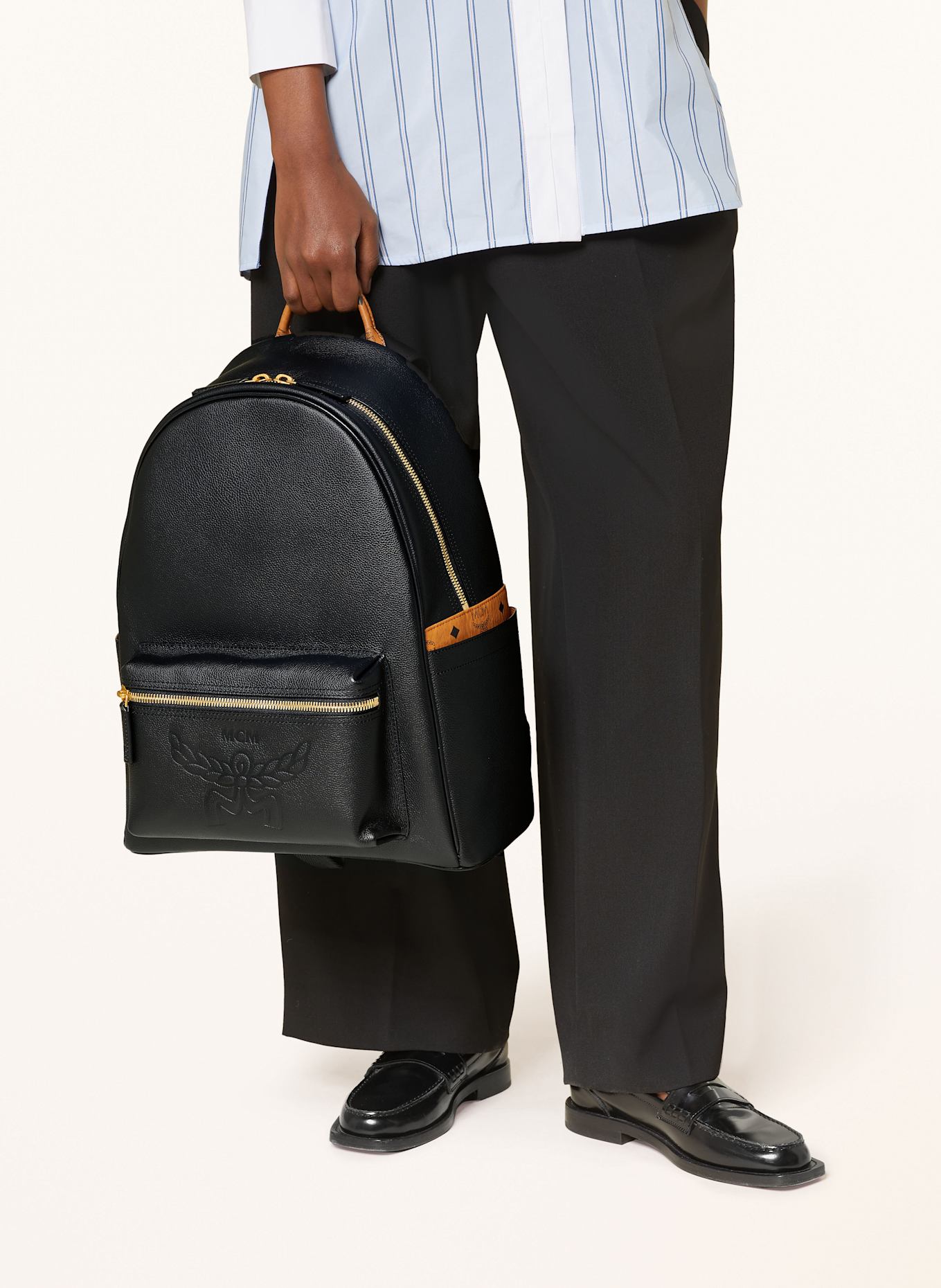 MCM Rucksack STARK: SCHWARZ/ COGNAC