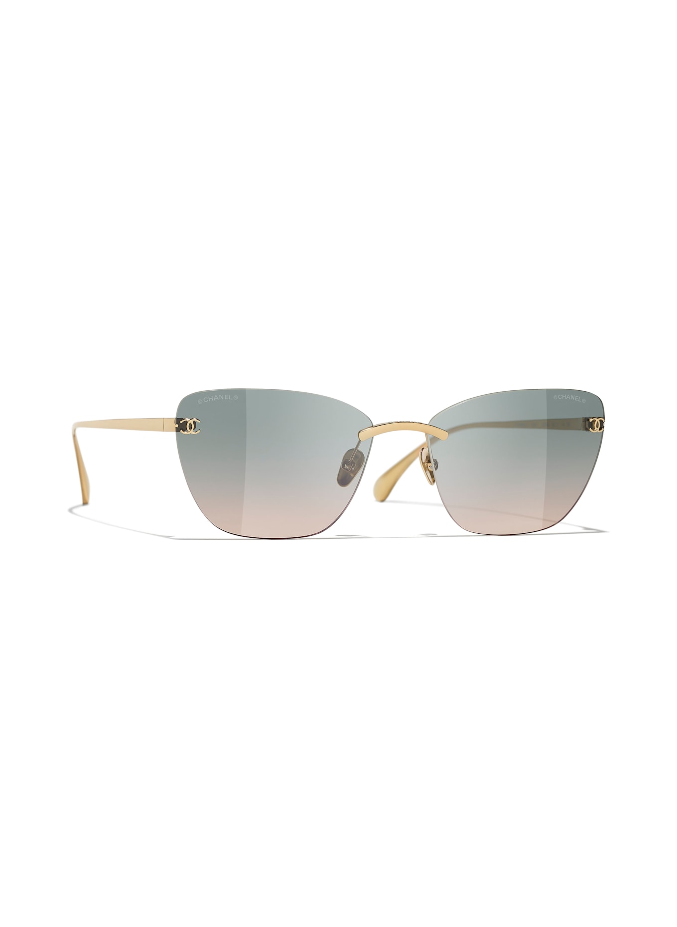 CHANEL Katzenaugenförmige Sonnenbrille: C395S3 - GOLD/ BLAUGRAU