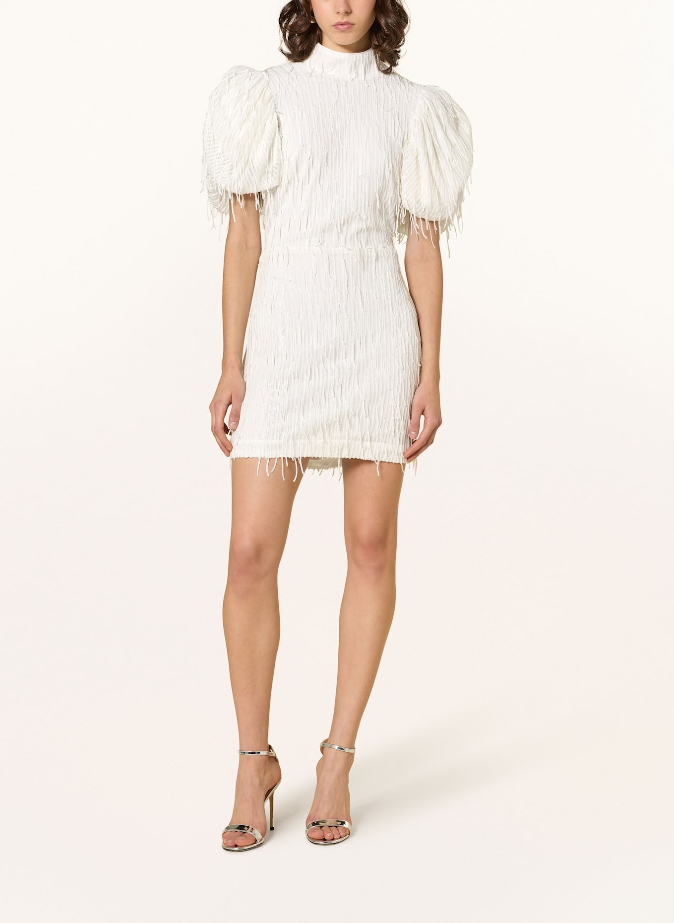 ROTATE Cocktailkleid mit Cut-out und Pailletten: WEISS