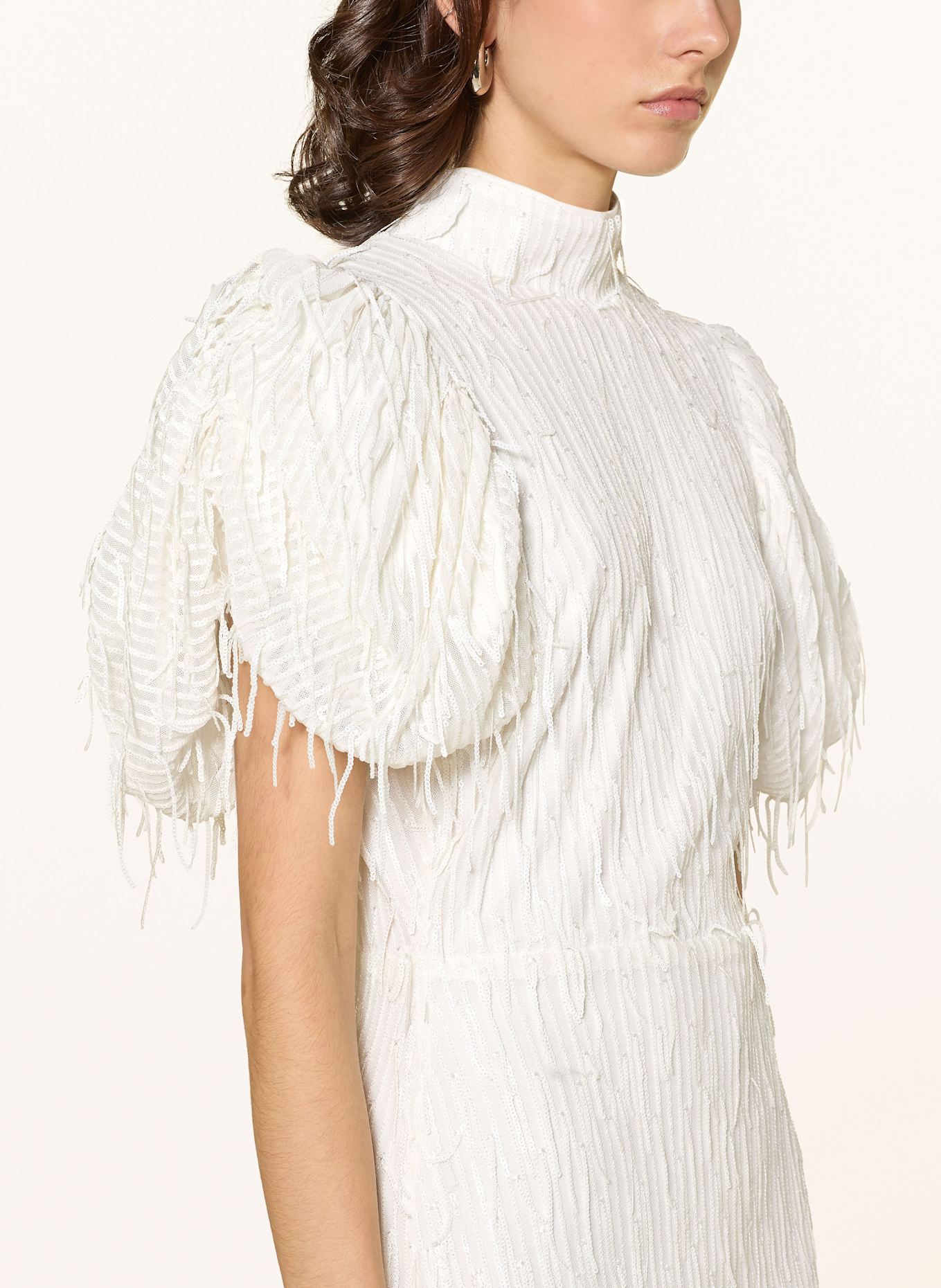 ROTATE Cocktailkleid mit Cut-out und Pailletten: WEISS