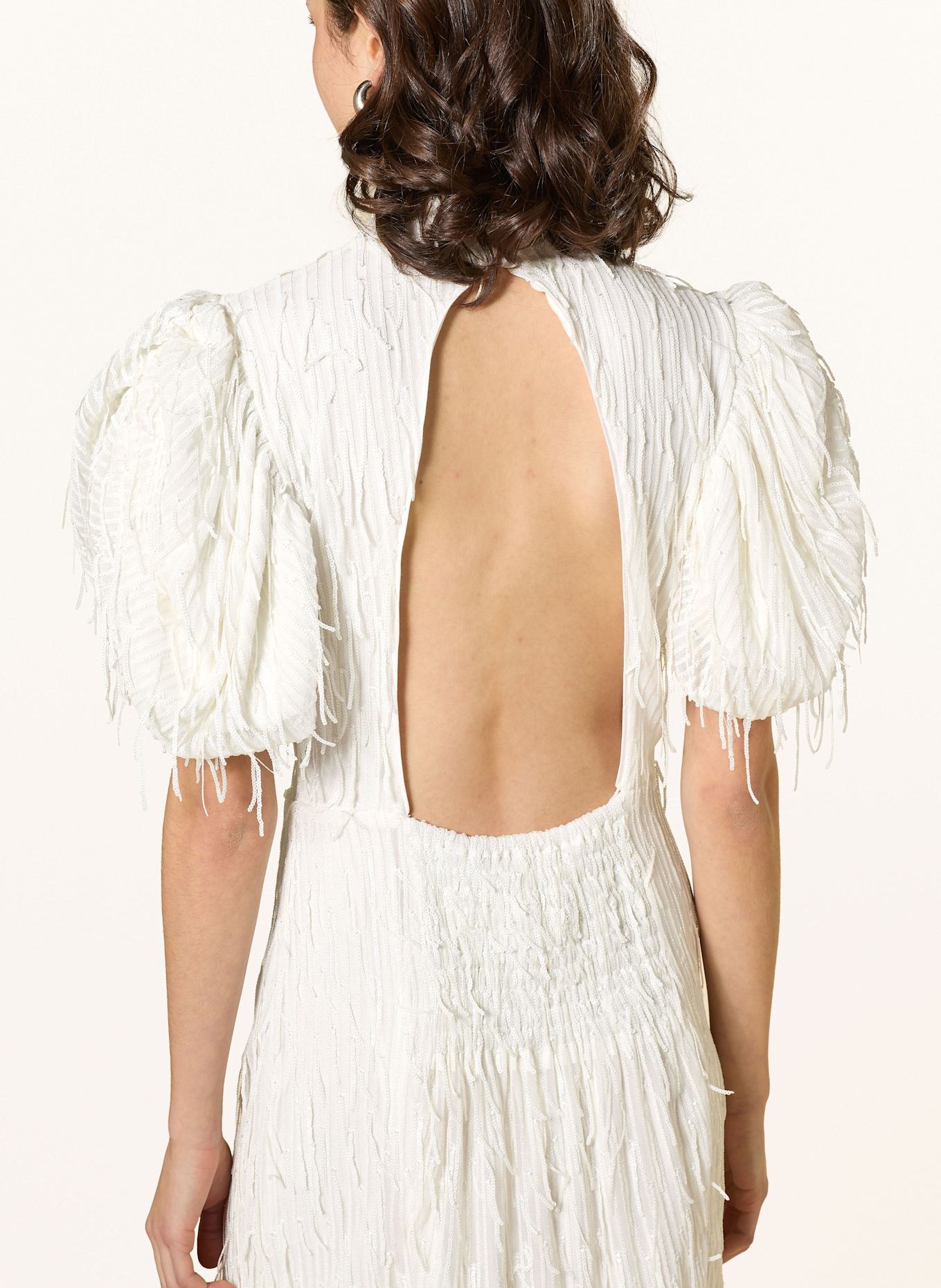 ROTATE Cocktailkleid mit Cut-out und Pailletten: WEISS