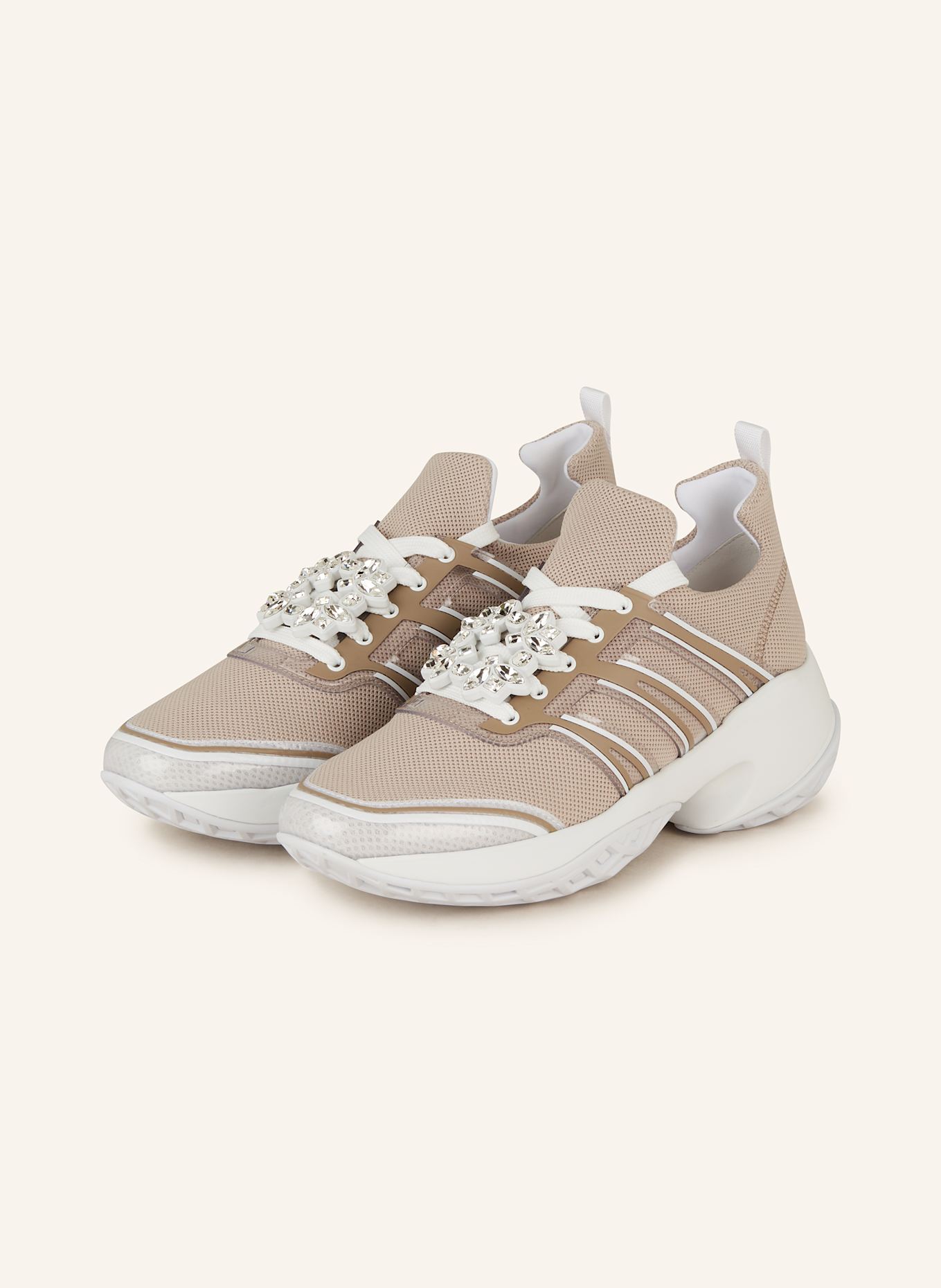 Roger Vivier Sneaker VIV' RUN mit Schmucksteinen: CREME
