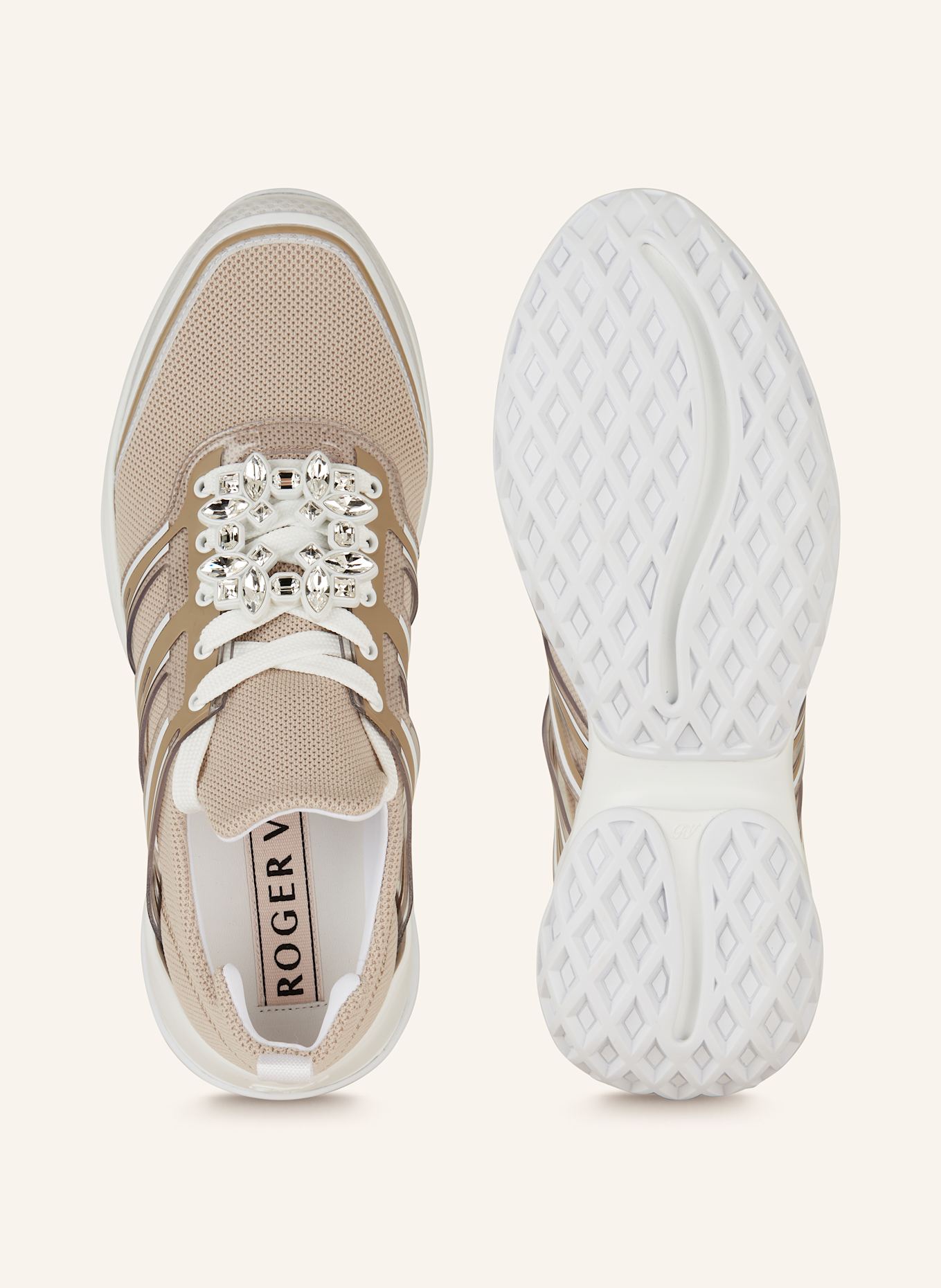 Roger Vivier Sneaker VIV' RUN mit Schmucksteinen: CREME