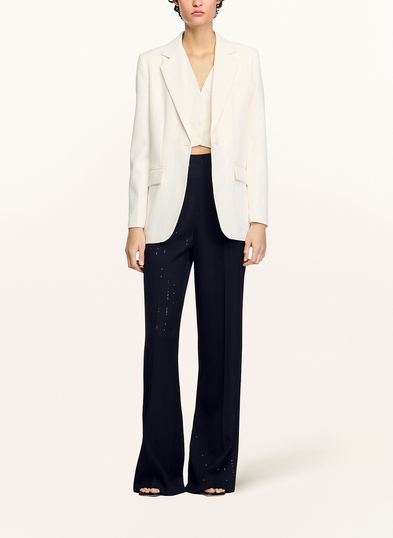 SANDRO Blazer mit Pailletten: ECRU