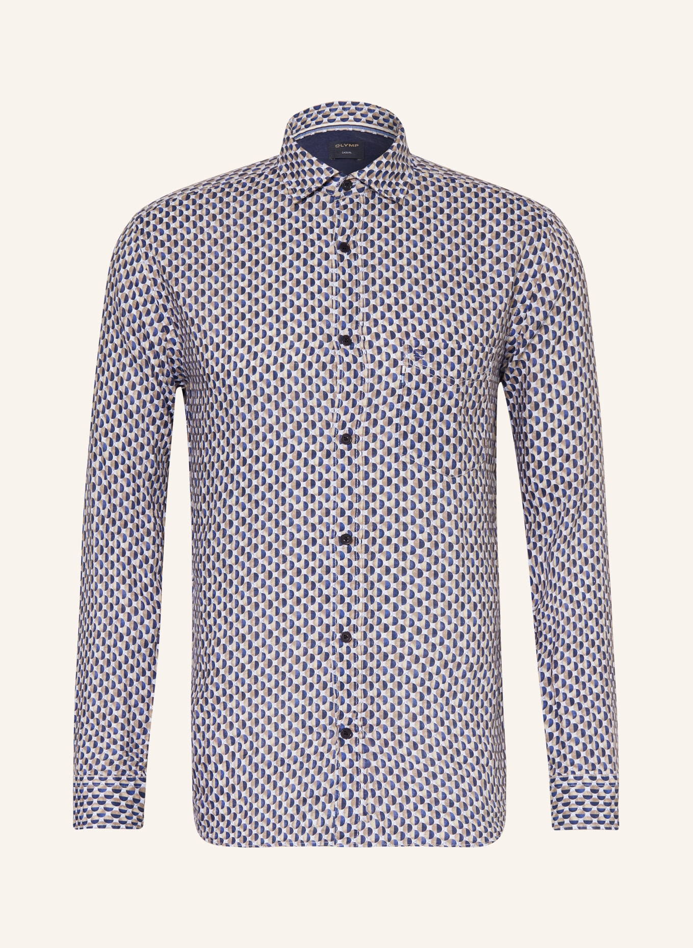 OLYMP Leinenhemd Regular Fit, Farbe: BLAU/ BEIGE (Bild 1)