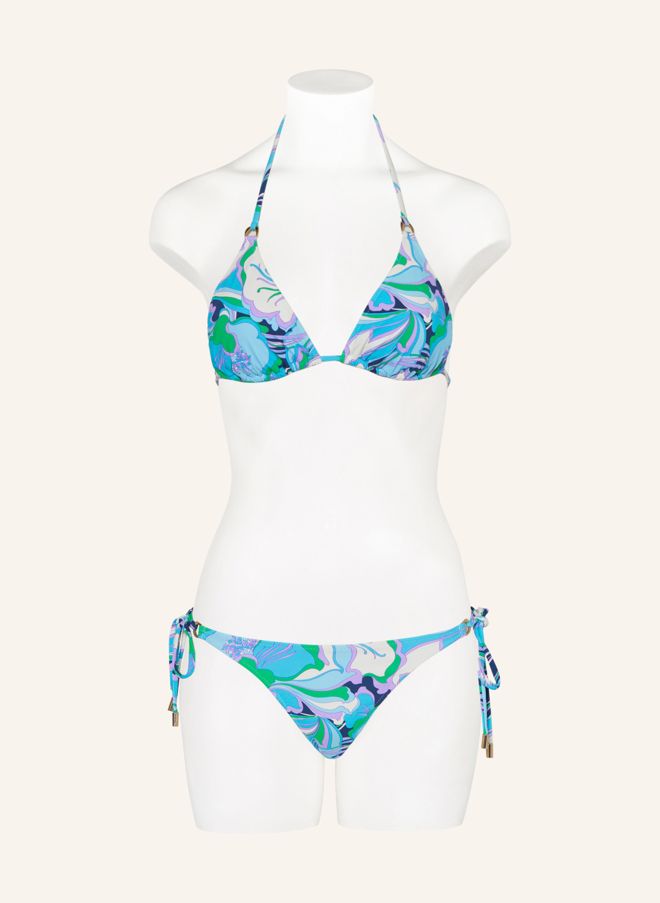 MELISSA ODABASH Triangle bikini KEY WEST , Color: LIGHT BLUE/ ECRU/ GREEN (Image 2)