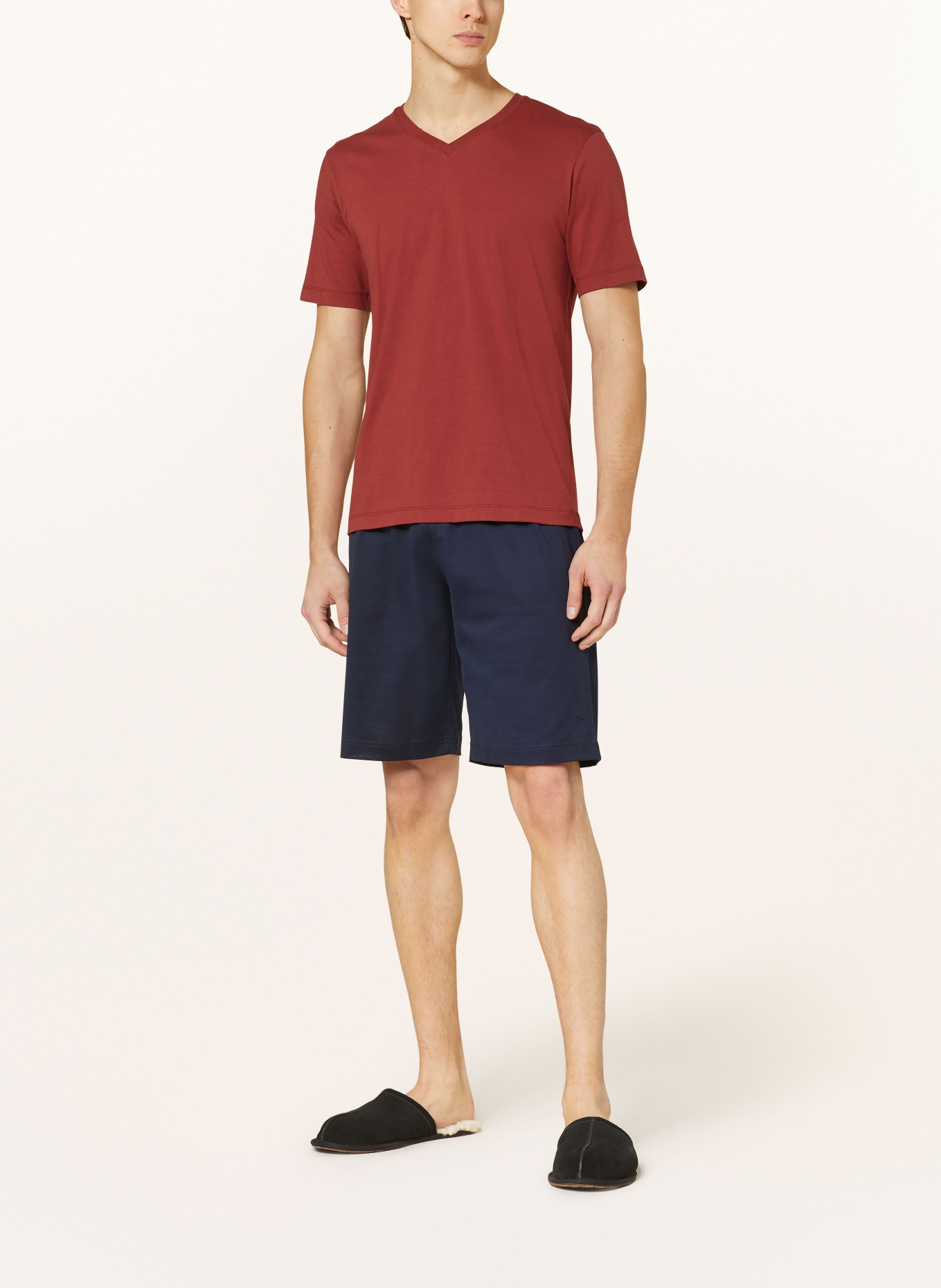 HANRO Pajama shirt LIVING, Color: DARK RED (Image 2)