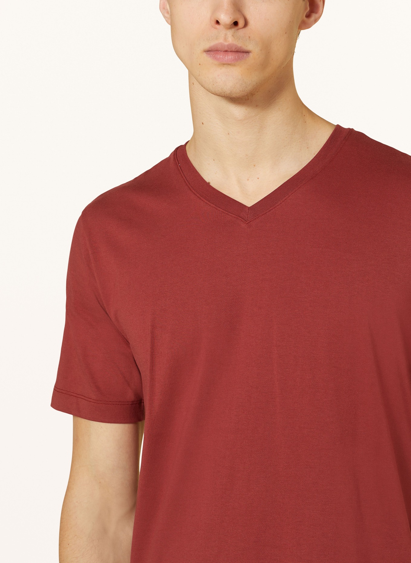 HANRO Pajama shirt LIVING, Color: DARK RED (Image 4)