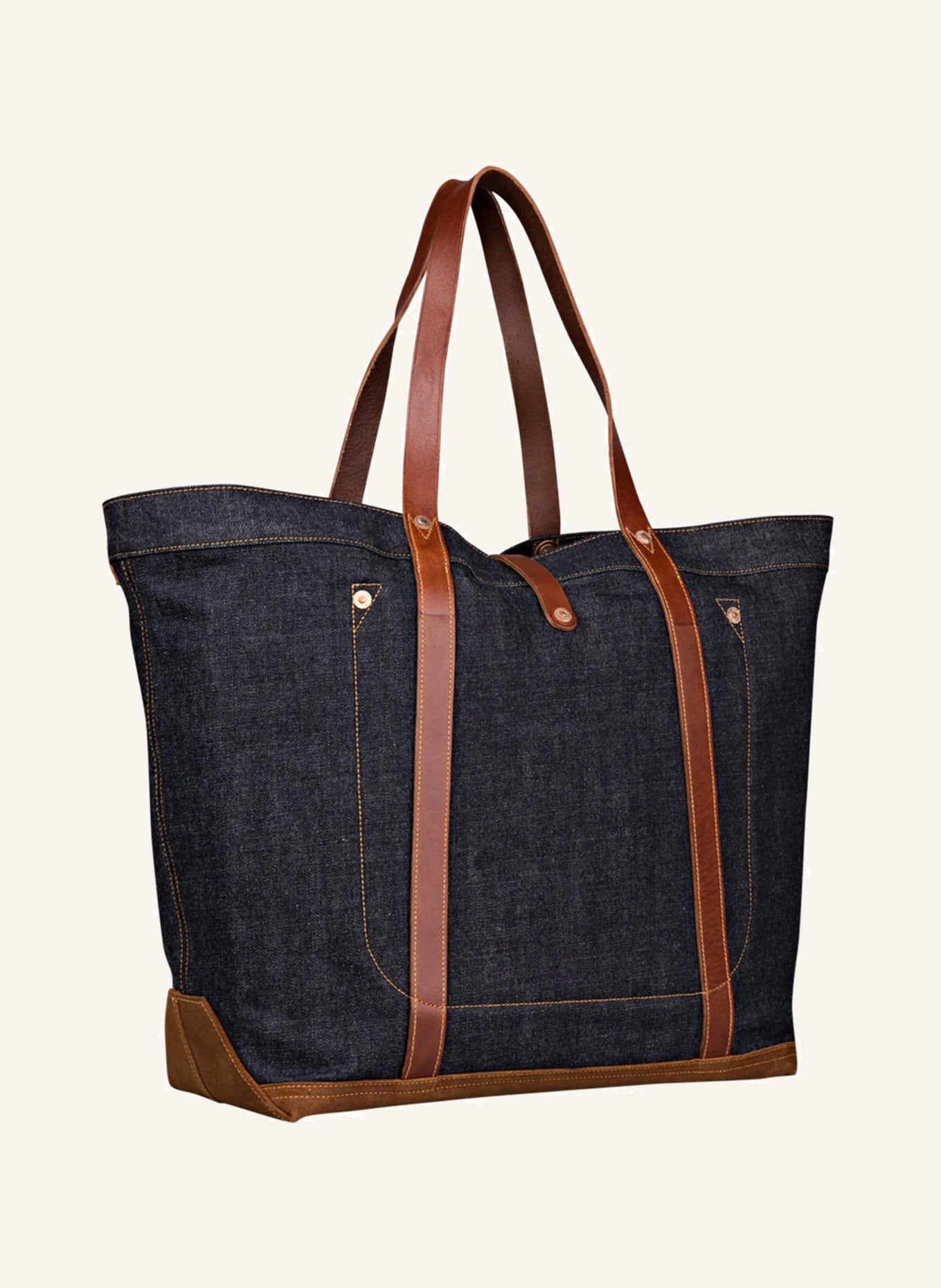 RRL Travel bag HOWARD, Color: BLUE/ BROWN (Image 2)