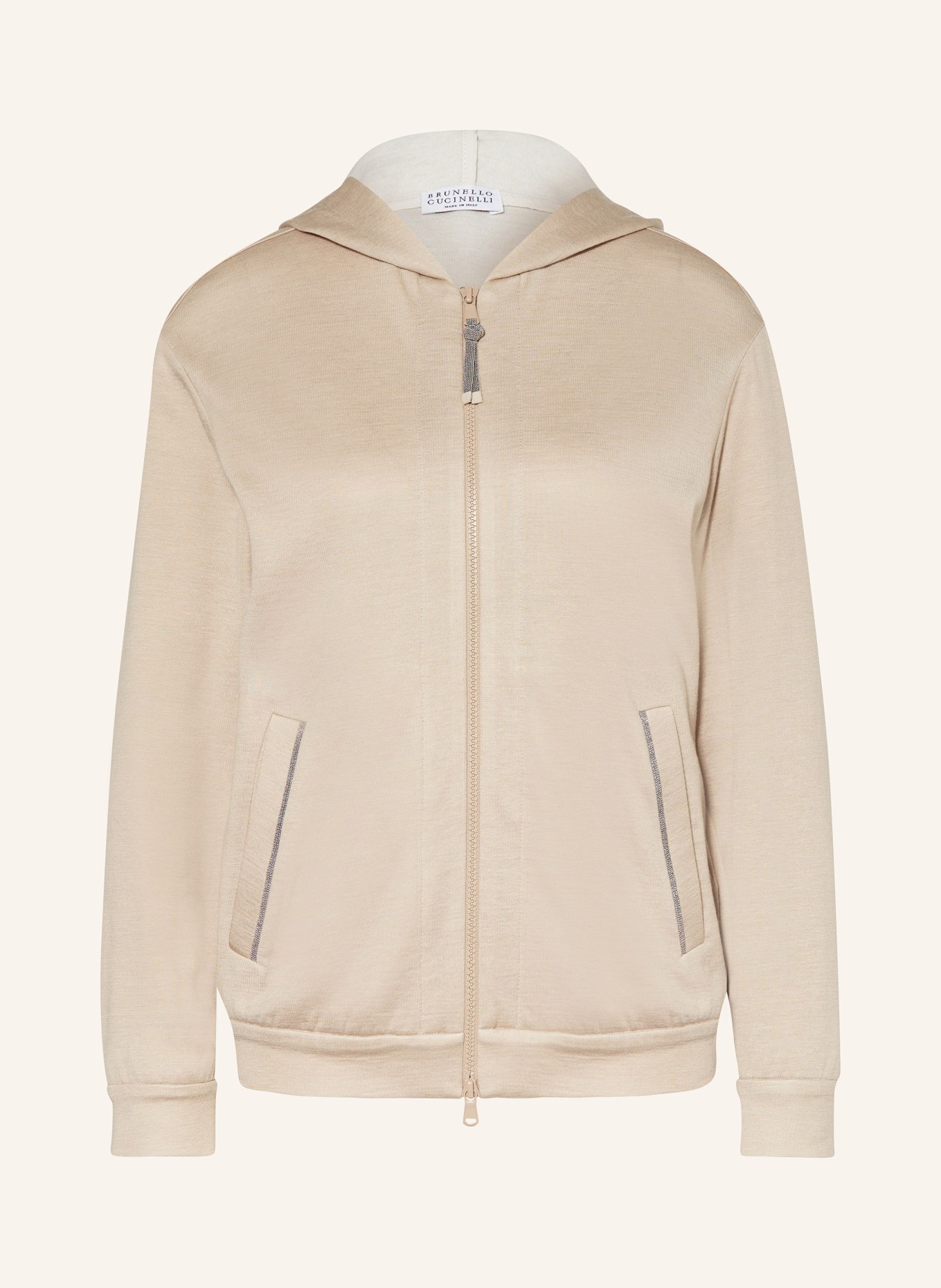 BRUNELLO CUCINELLI Sweat jacket with silk, Color: BEIGE (Image 1)