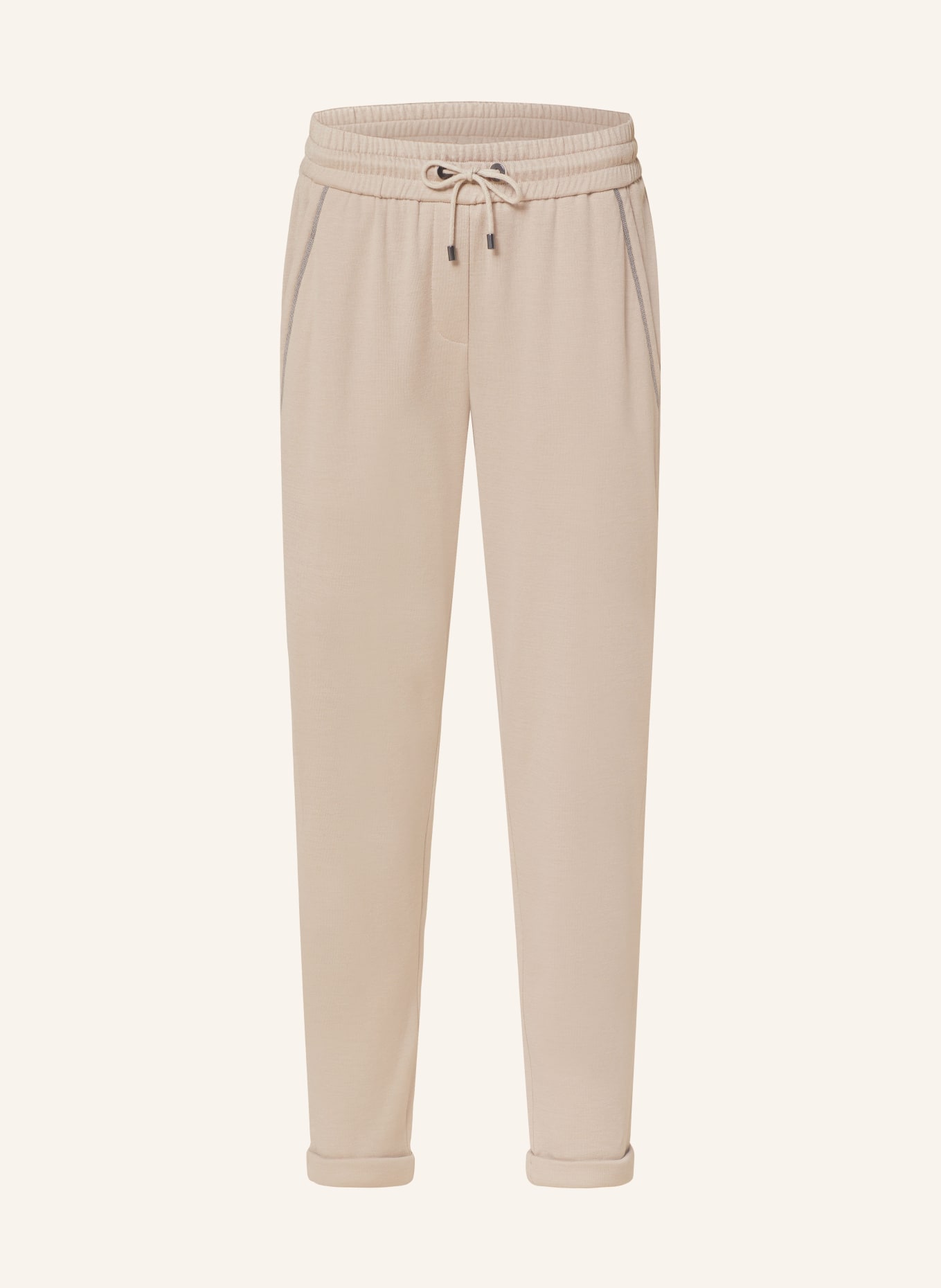 BRUNELLO CUCINELLI Sweatpants with silk, Color: BEIGE (Image 1)
