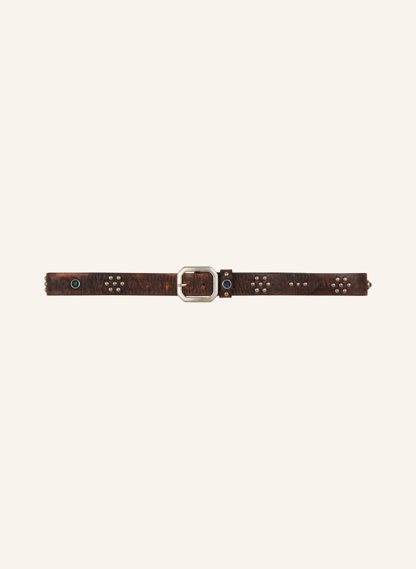 RRL Leather belt with rivet trim, Color: BROWN (Image 2)