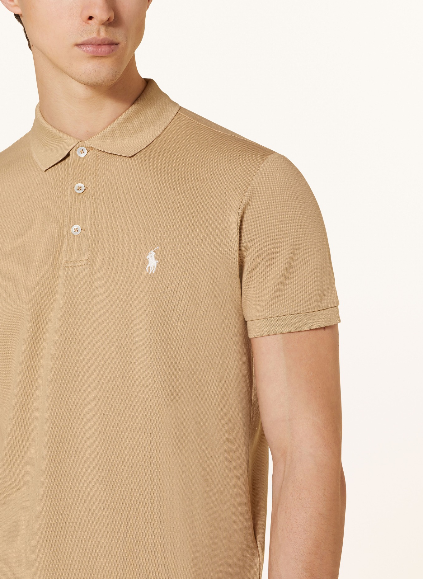 POLO RALPH LAUREN Piqué polo shirt custom slim fit, Color: BEIGE (Image 4)