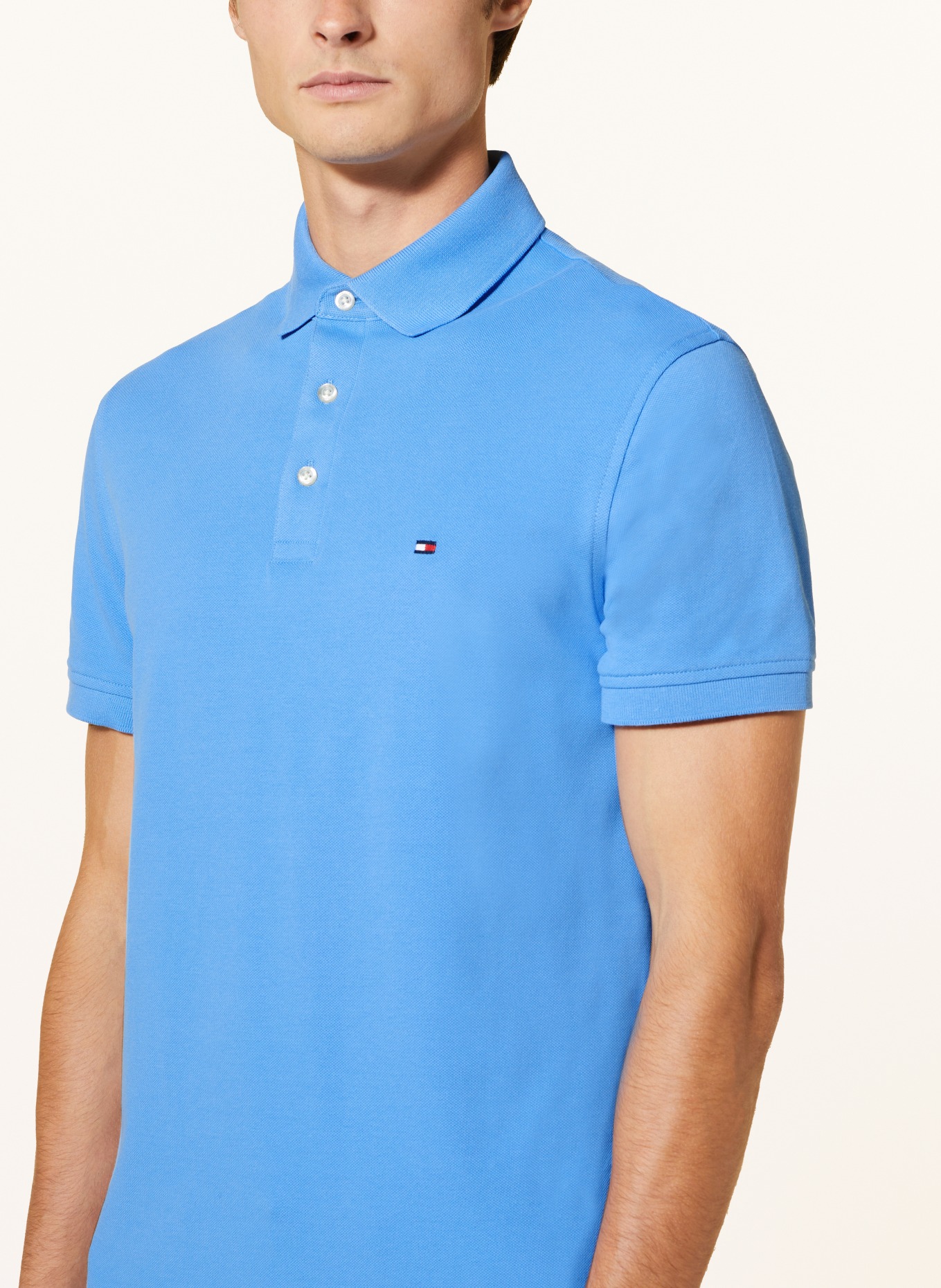 TOMMY HILFIGER Piqué-Poloshirt Slim Fit, Farbe: BLAU (Bild 4)