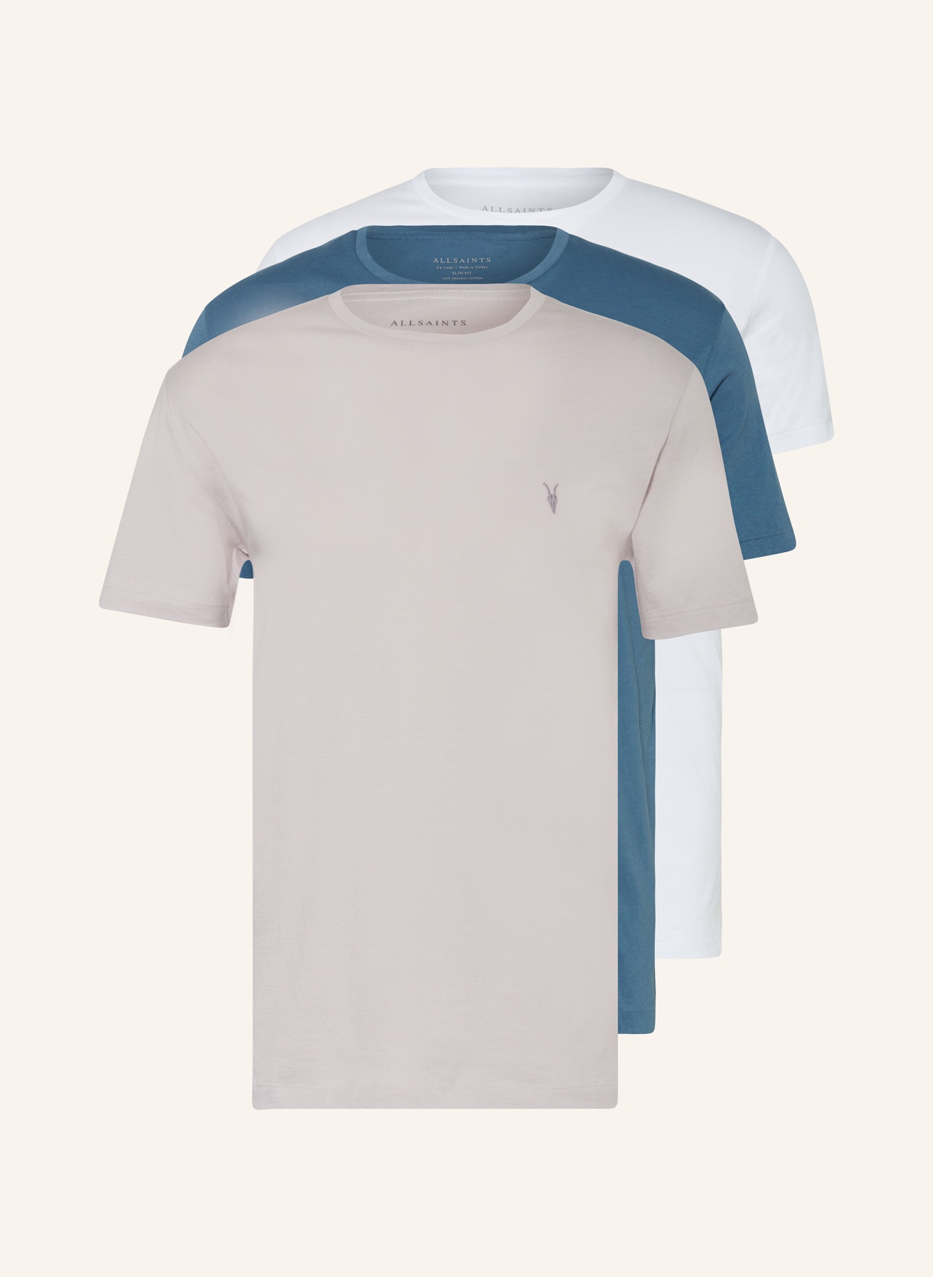 ALLSAINTS 3er-Pack T-Shirts TONIC, Farbe: ROSÉ/ BLAUGRAU/ WEISS (Bild 1)