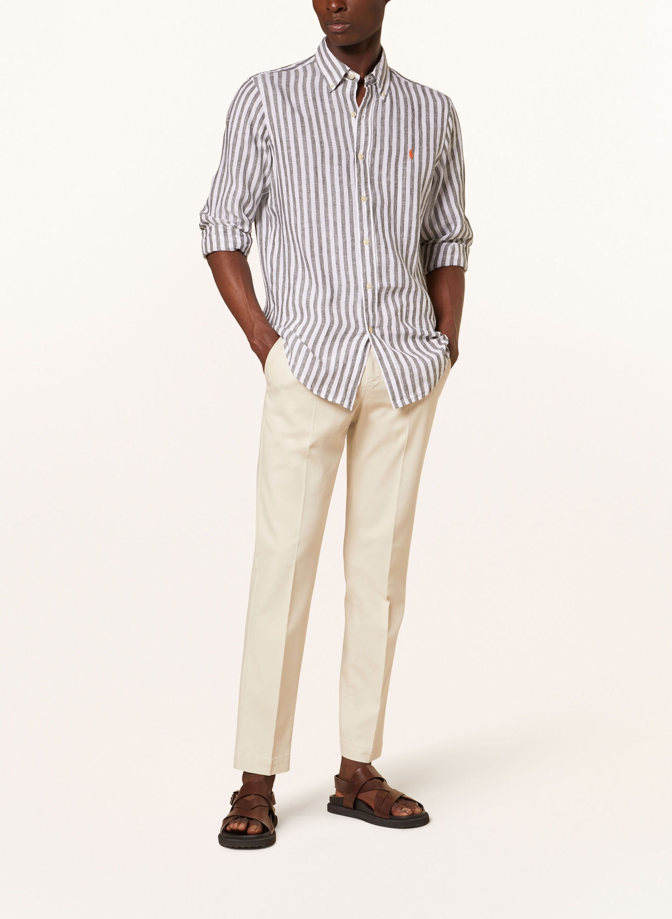 POLO RALPH LAUREN Linen shirt custom fit, Color: OLIVE/ WHITE (Image 2)