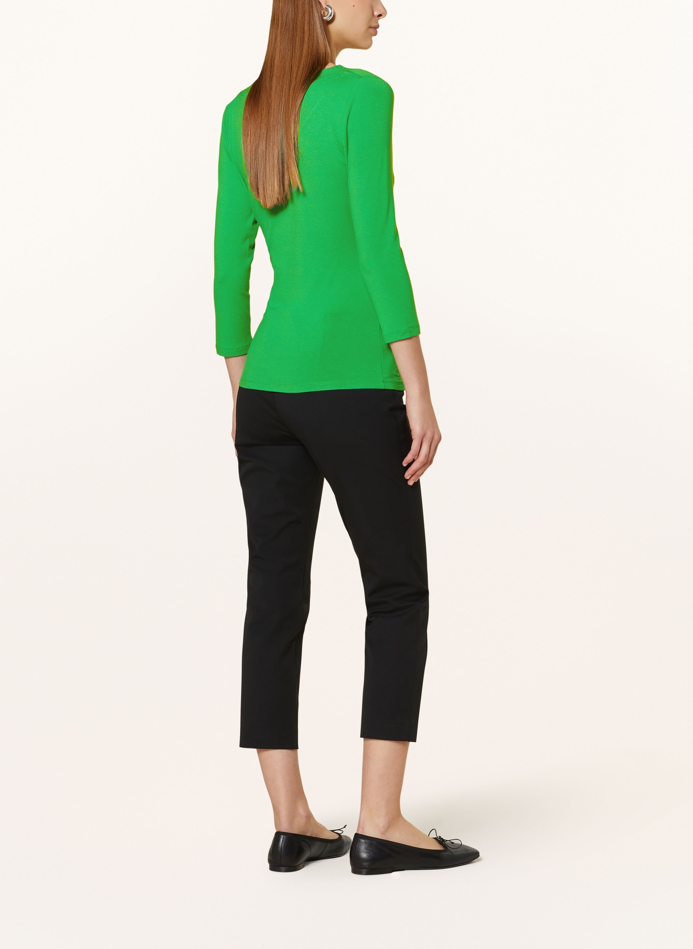 LAUREN RALPH LAUREN Shirt with 3/4 sleeve in wrap look, Color: NEON GREEN (Image 3)