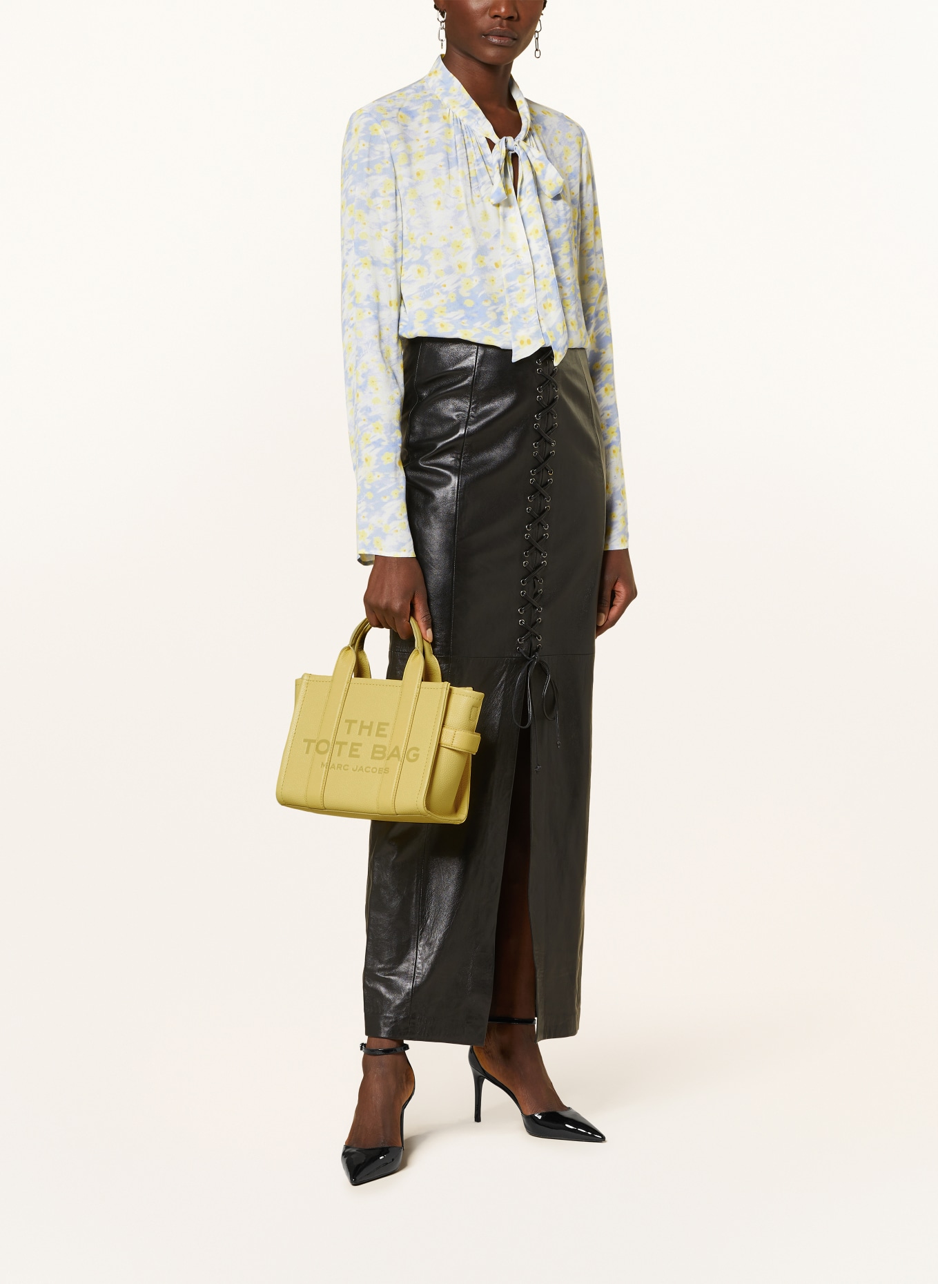 MARC JACOBS Shopper THE SMALL TOTE BAG LEATHER, Color: YELLOW (Image 5)