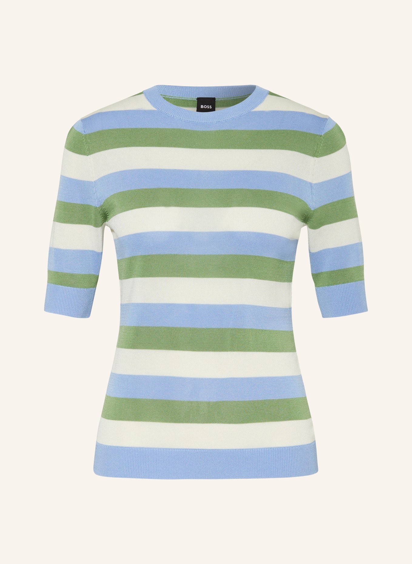 BOSS Knit shirt FACUBA, Color: WHITE/ LIGHT BLUE/ LIGHT GREEN (Image 1)