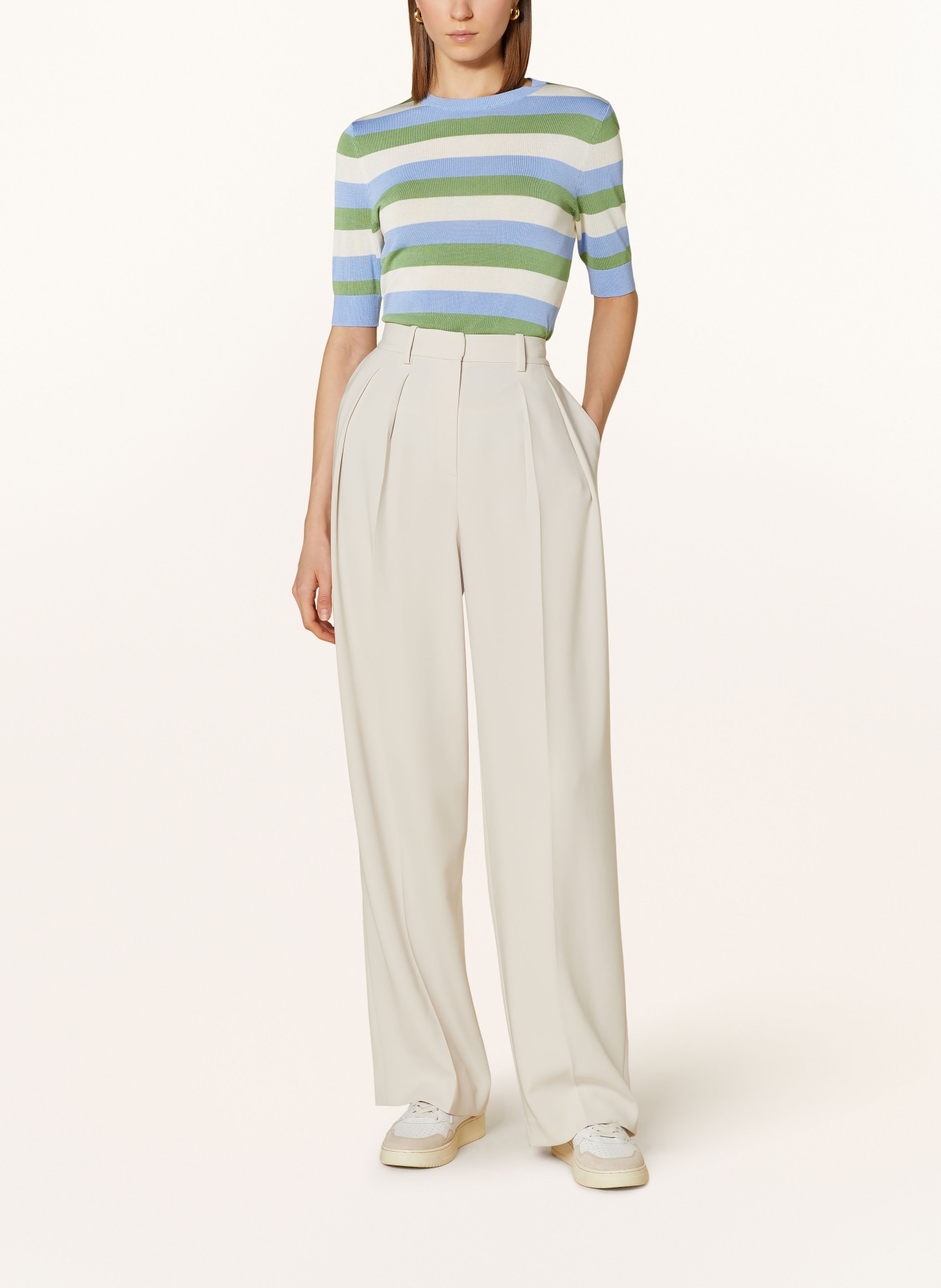 BOSS Knit shirt FACUBA, Color: WHITE/ LIGHT BLUE/ LIGHT GREEN (Image 2)