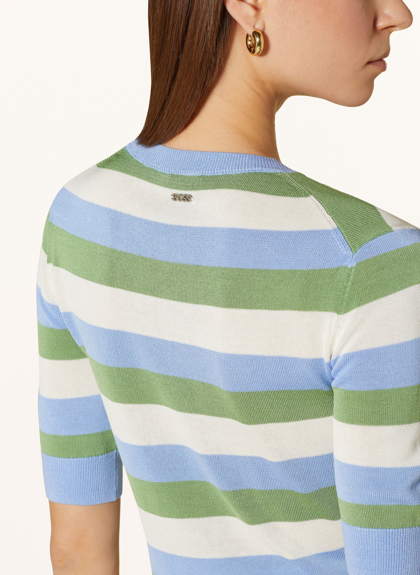 BOSS Knit shirt FACUBA, Color: WHITE/ LIGHT BLUE/ LIGHT GREEN (Image 5)