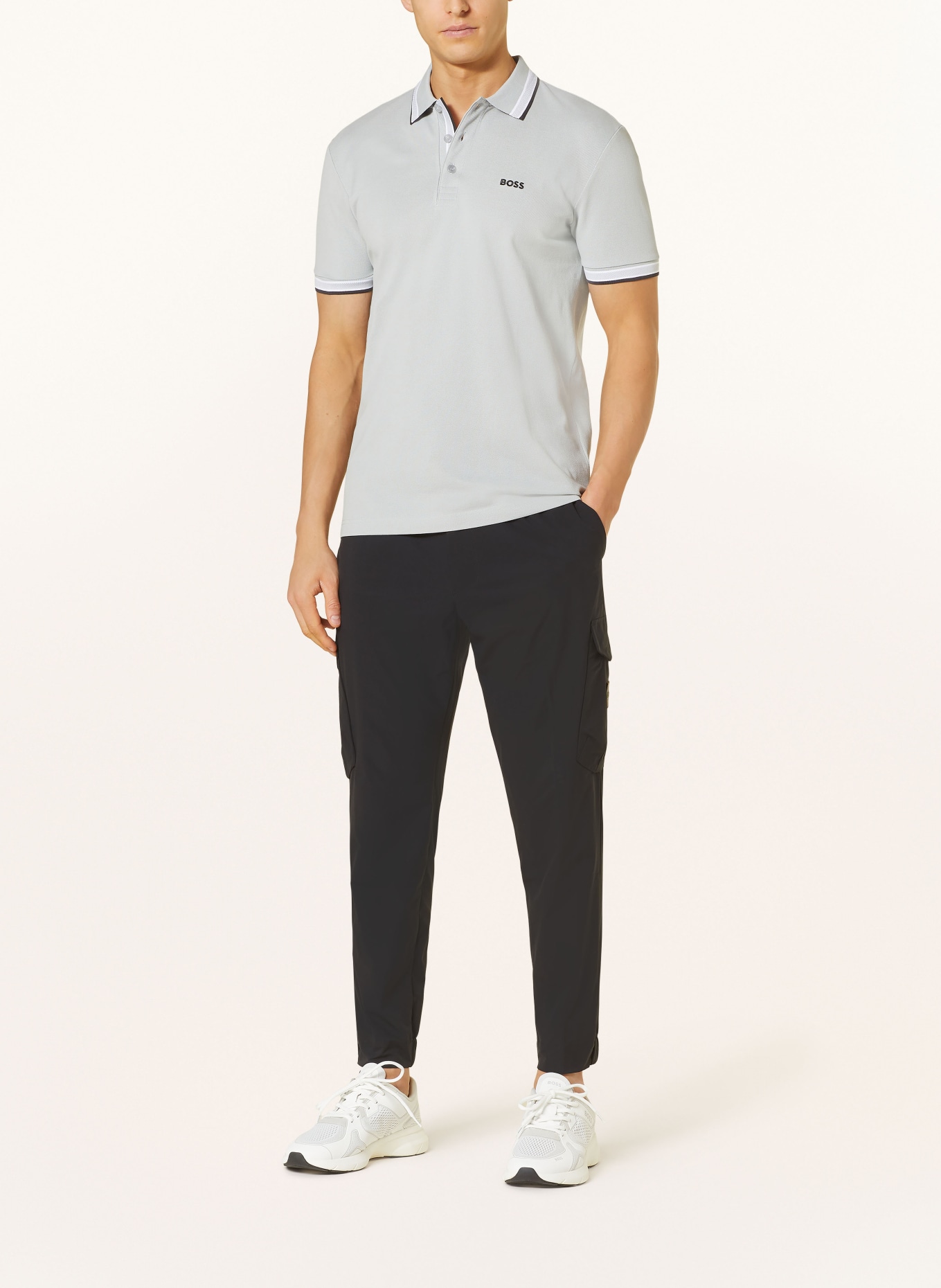 BOSS Piqué-Poloshirt PADDY CURVED Regular Fit, Farbe: HELLGRAU (Bild 2)