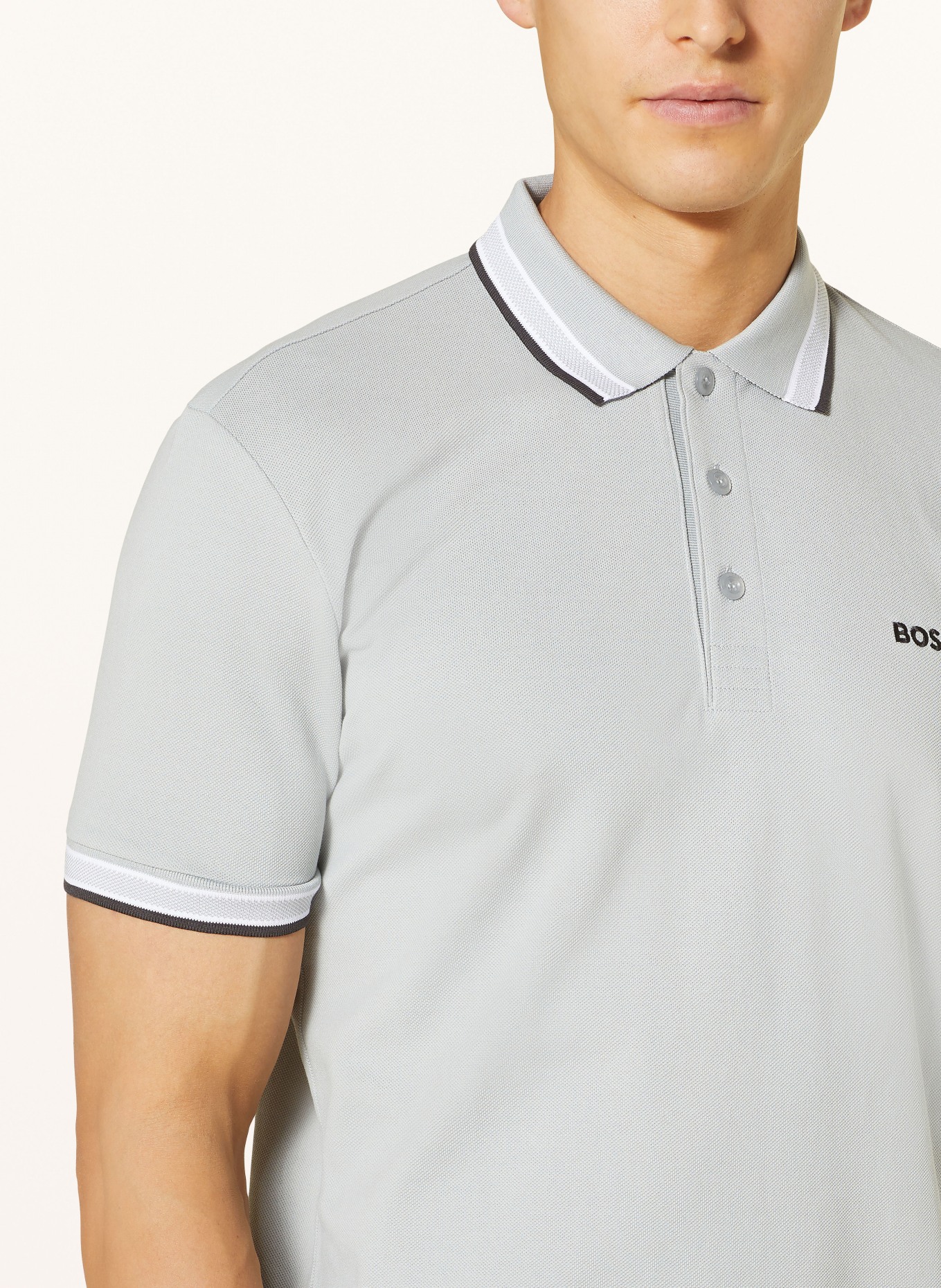 BOSS Piqué-Poloshirt PADDY CURVED Regular Fit, Farbe: HELLGRAU (Bild 4)