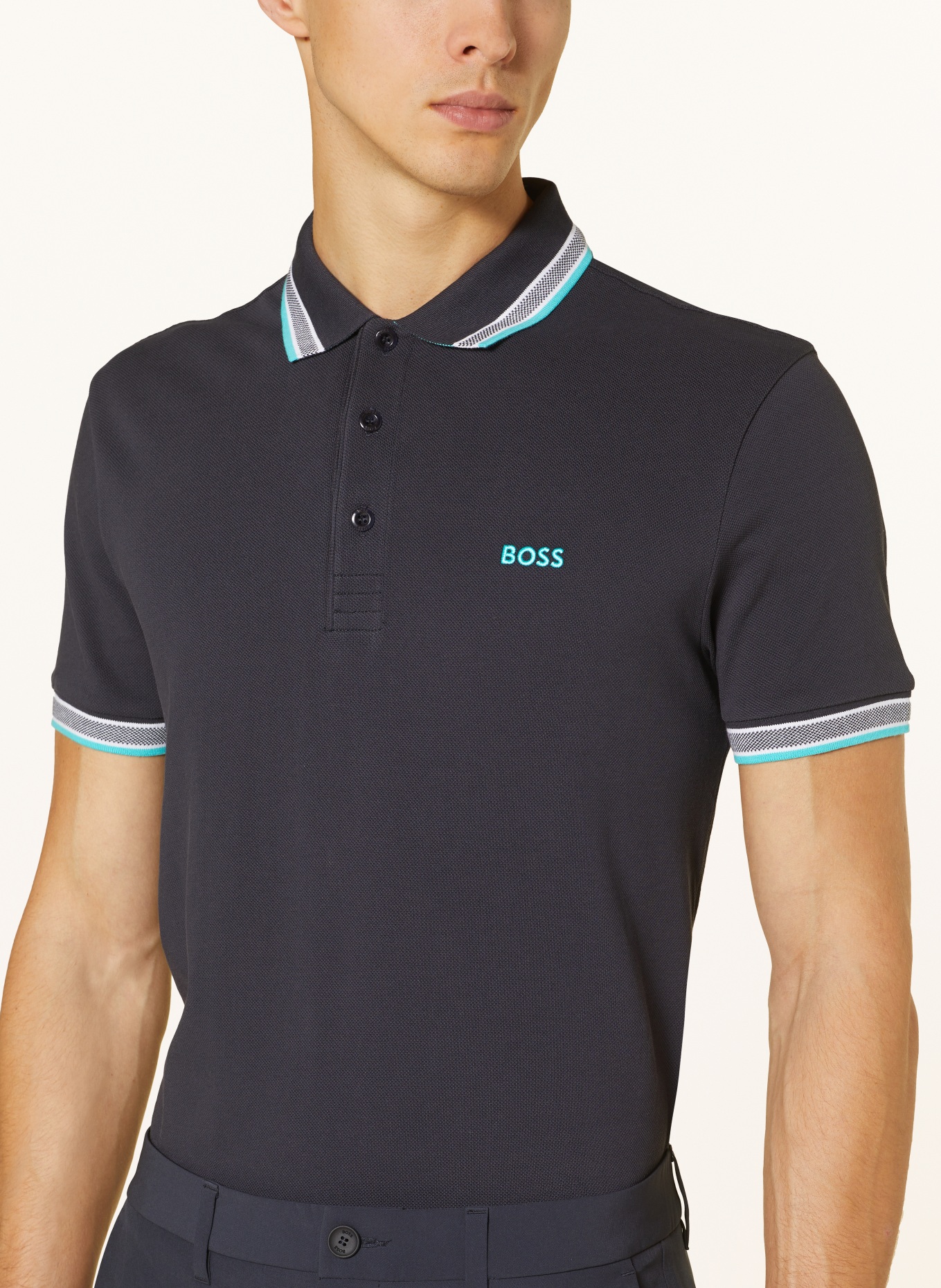 BOSS Piqué-Poloshirt PADDY CURVED Regular Fit, Farbe: DUNKELBLAU (Bild 4)