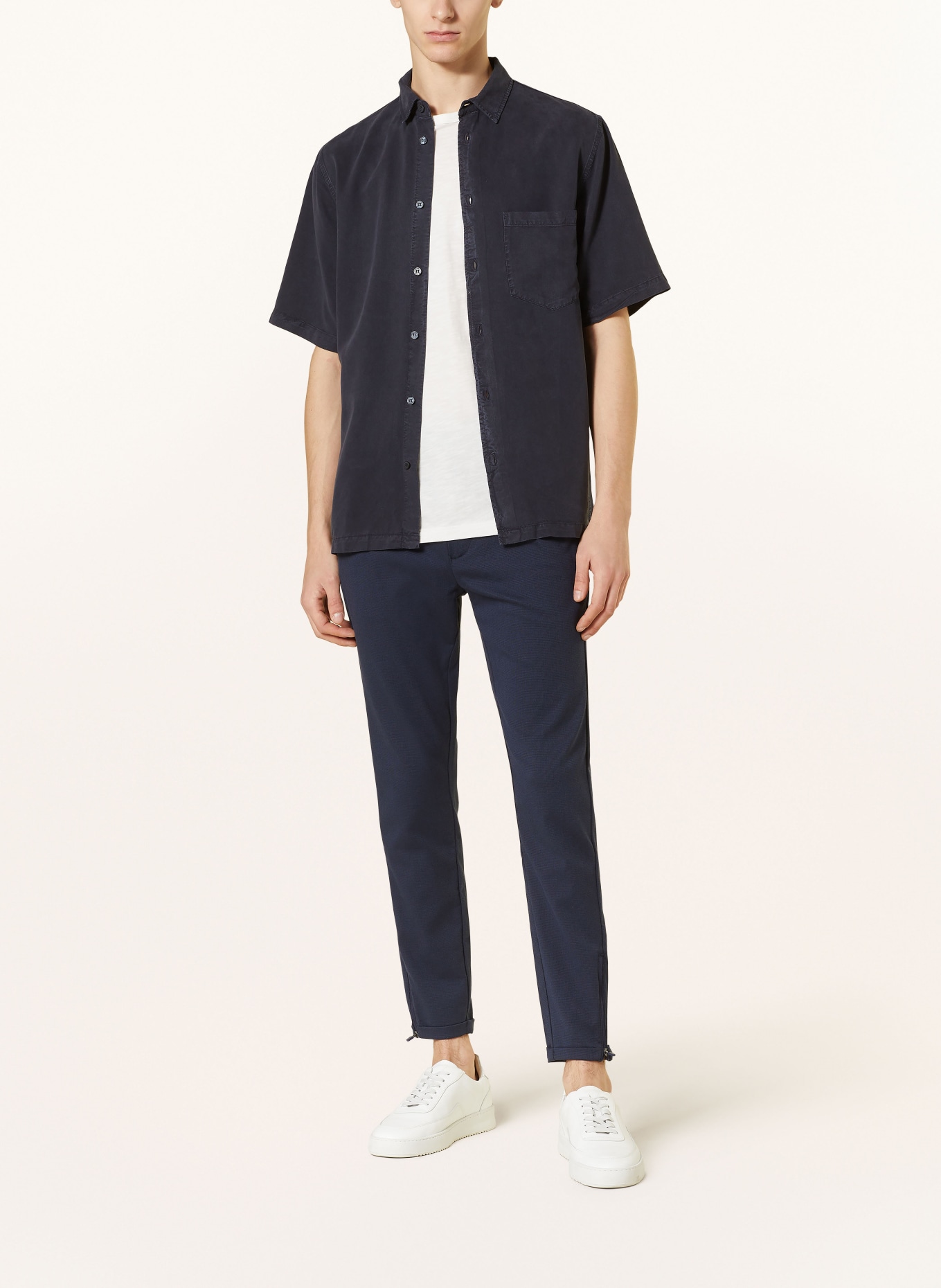 GABBA Chinosy PISA DOMO extra slim fit: GRANATOWY