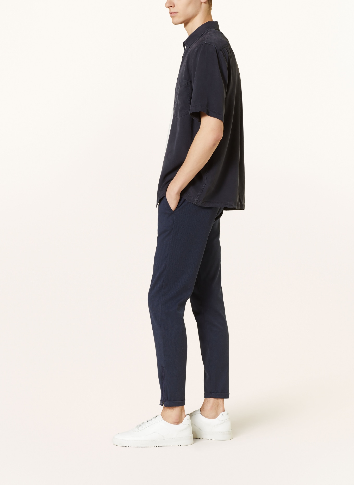 GABBA Chinosy PISA DOMO extra slim fit: GRANATOWY