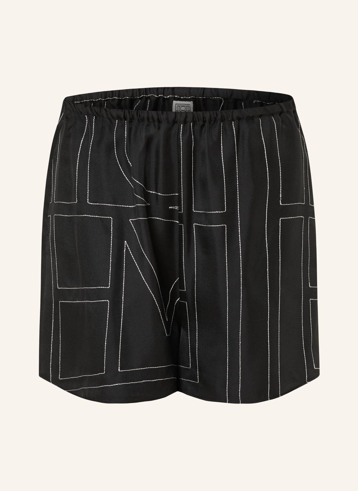 TOTEME Silk shorts, Color: BLACK/ BEIGE (Image 1)