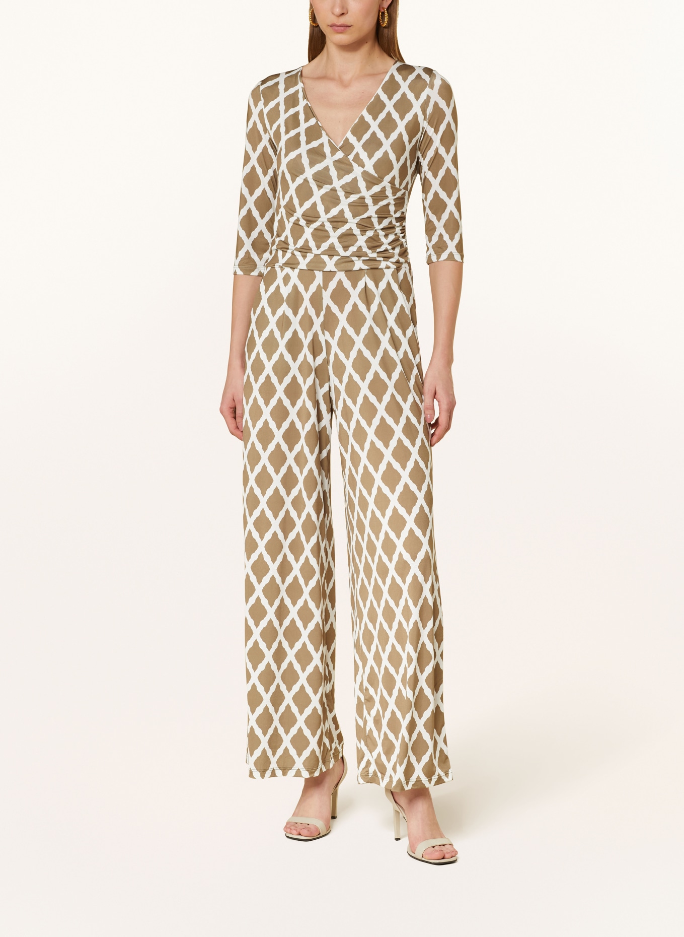 marivie Jersey jumpsuit JUMP IN! with 3/4 sleeves, Color: OLIVE/ WHITE (Image 2)