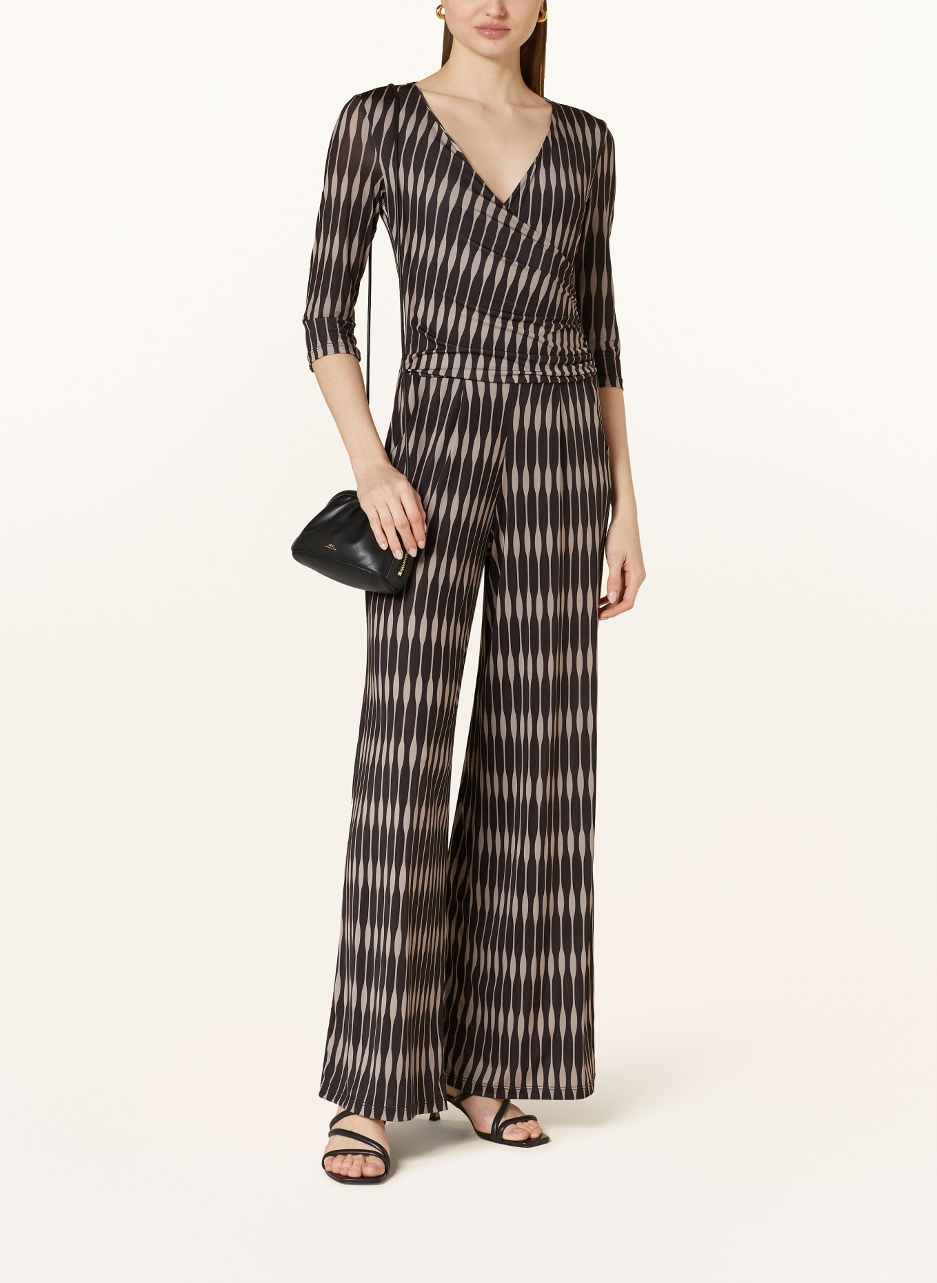 marivie Jersey jumpsuit JUMP IN! with 3/4 sleeves, Color: BLACK/ BROWN (Image 2)