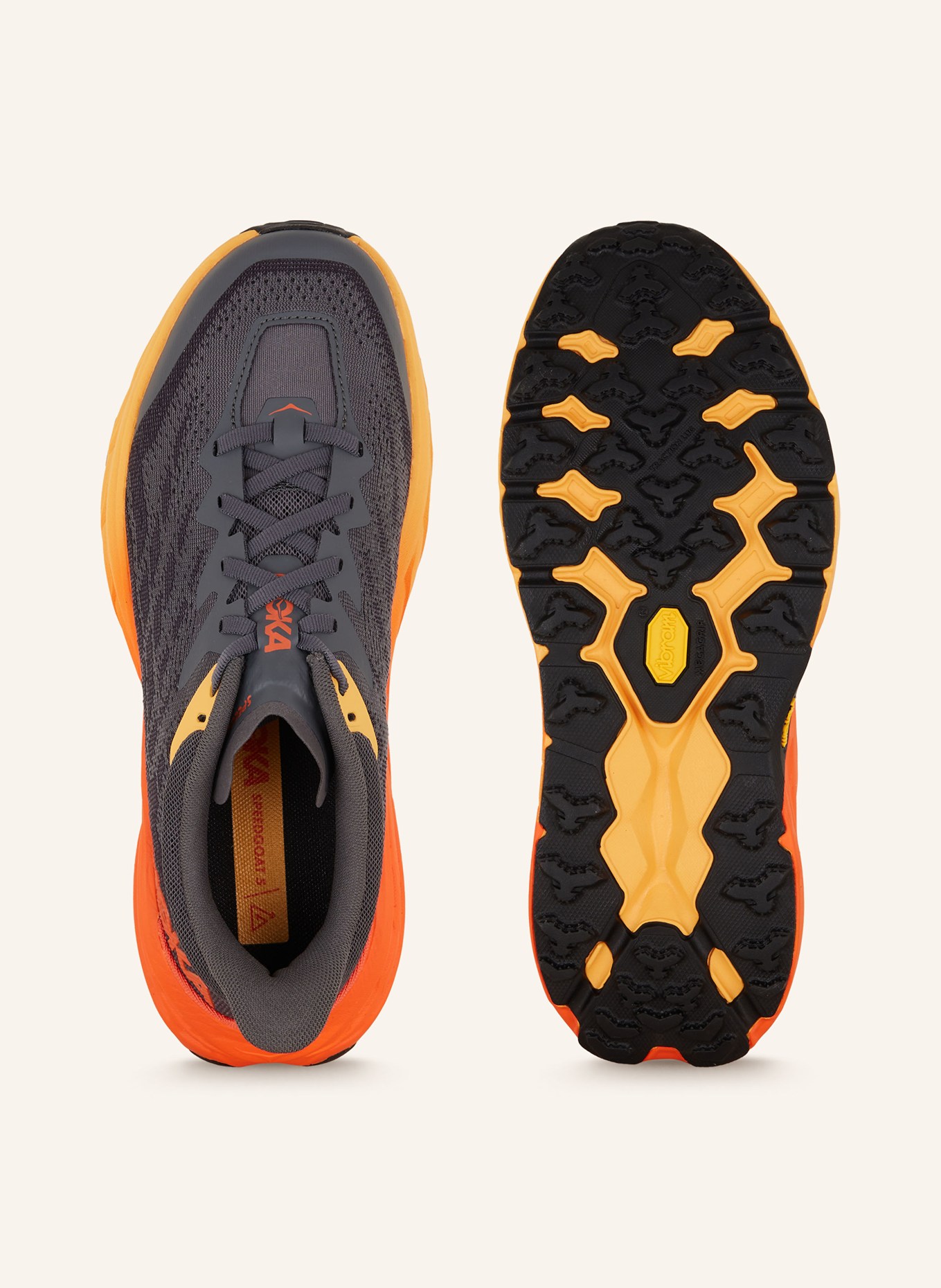 HOKA Running shoes SPEEDGOAT 5, Color: GRAY/ ORANGE (Image 5)