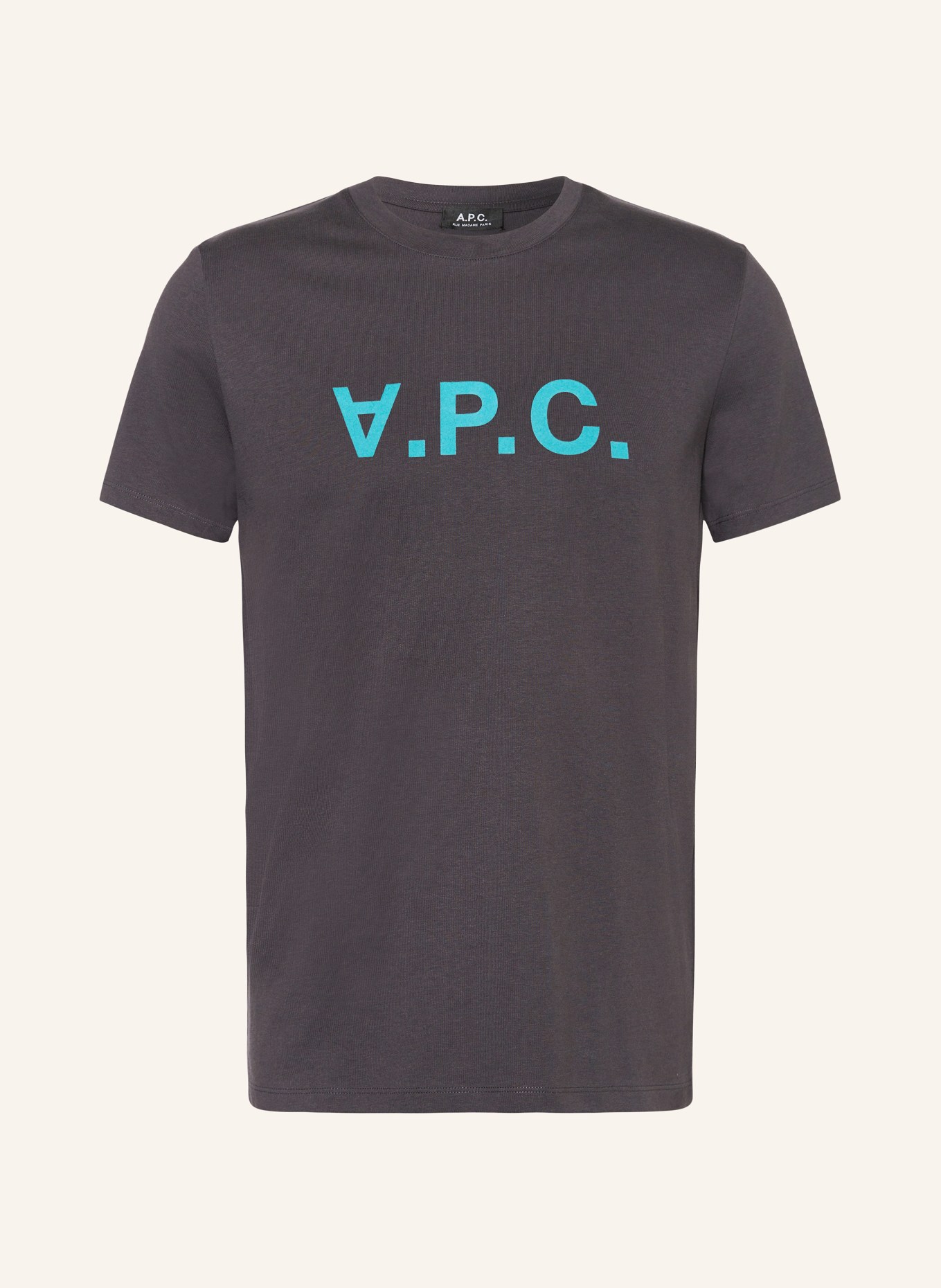 A.P.C. T-shirt, Color: DARK GRAY/ TURQUOISE (Image 1)