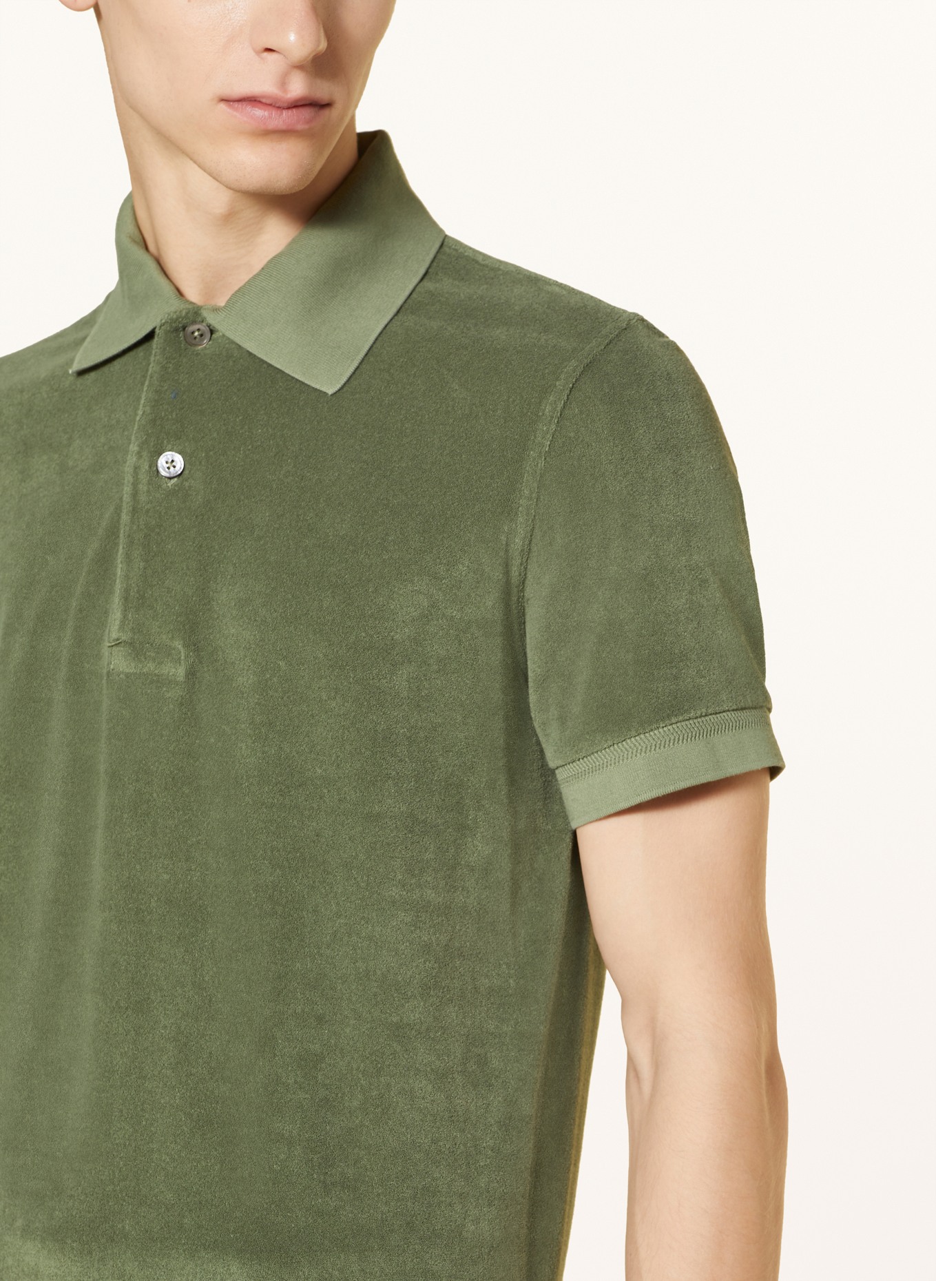 TOM FORD Terry cloth polo shirt, Color: DARK GREEN (Image 4)