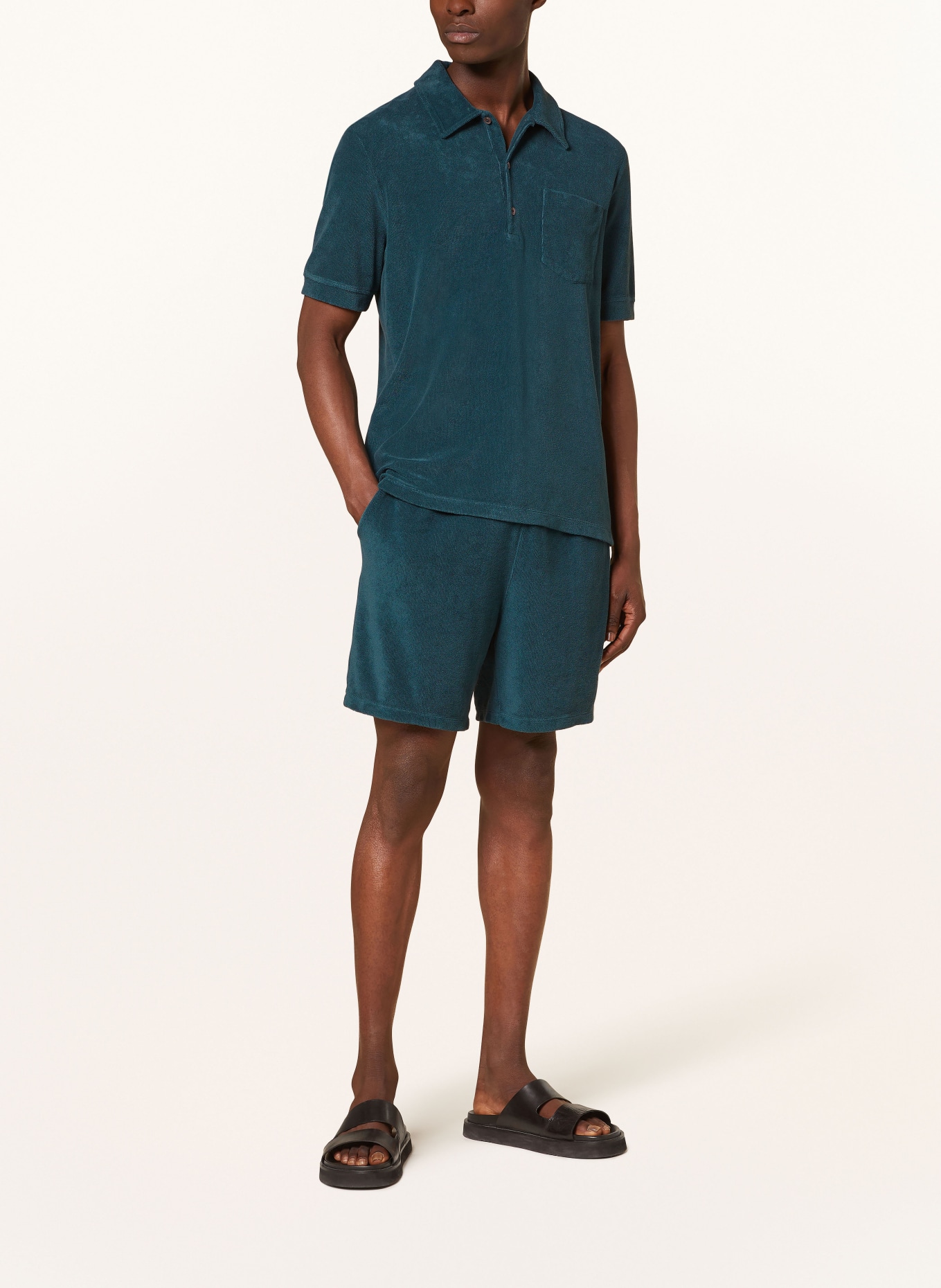 CLOSED Terry cloth shorts in jogger style, Color: TEAL (Image 2)