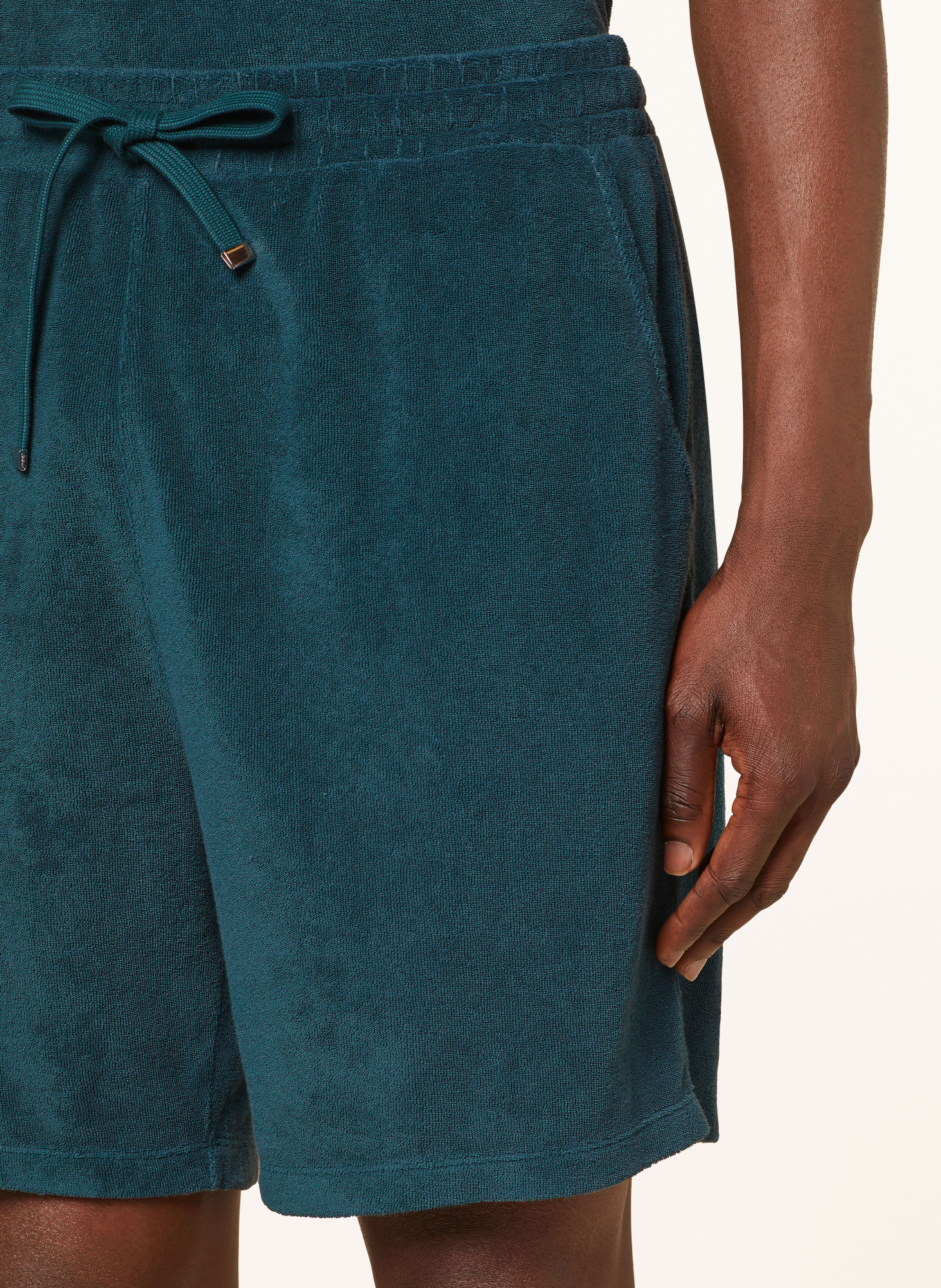 CLOSED Szorty z materiału frotte w stylu dresowym, Kolor: PETROL (Obrazek 5)