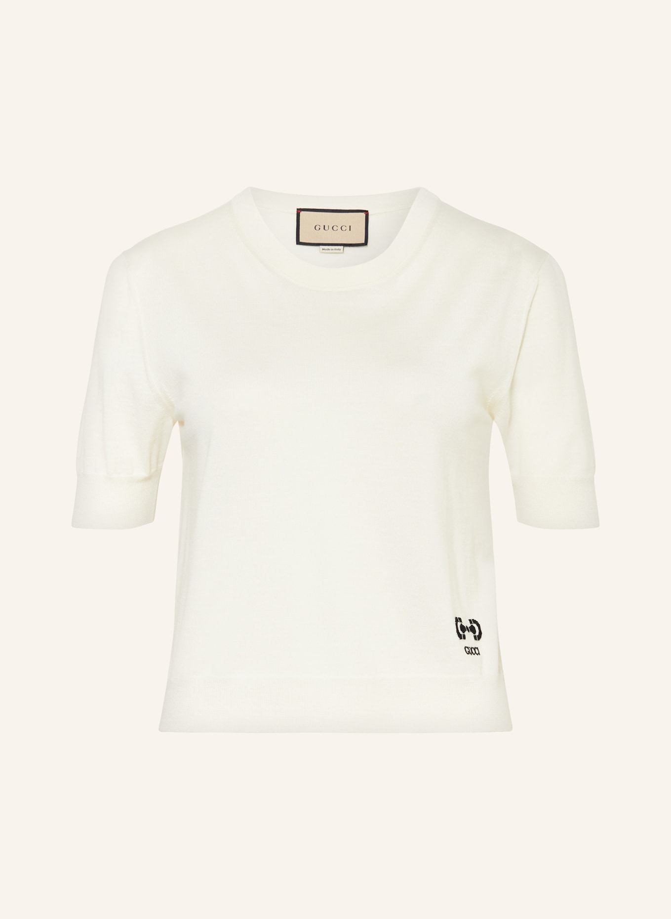 GUCCI Dzianinowa koszulka, Kolor: KREMOWY/ CZARNY (Obrazek 1)
