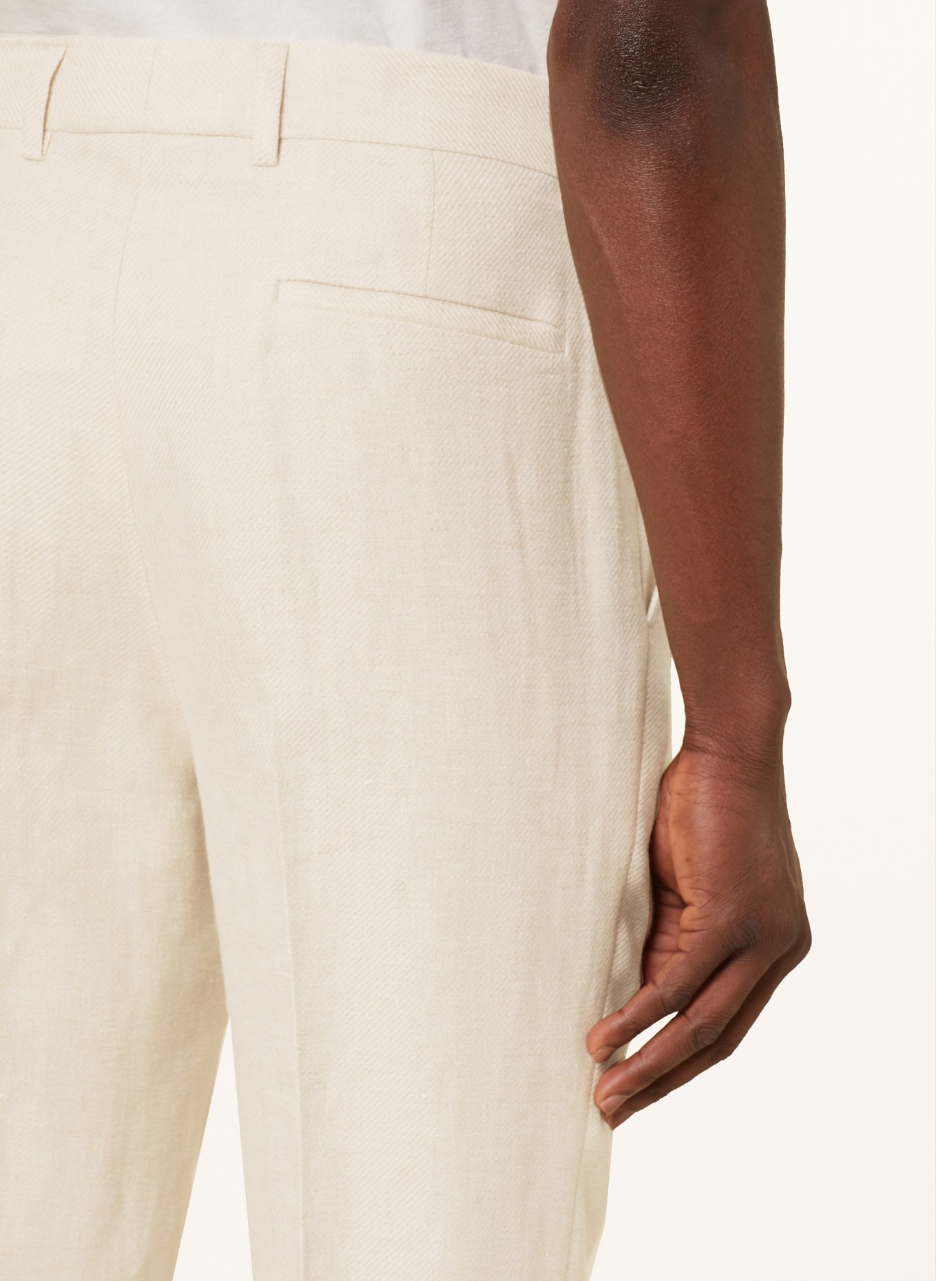 BRUNELLO CUCINELLI Lněné oblekové kalhoty Slim Fit , Barva: BÉŽOVÁ (Obrázek 7)