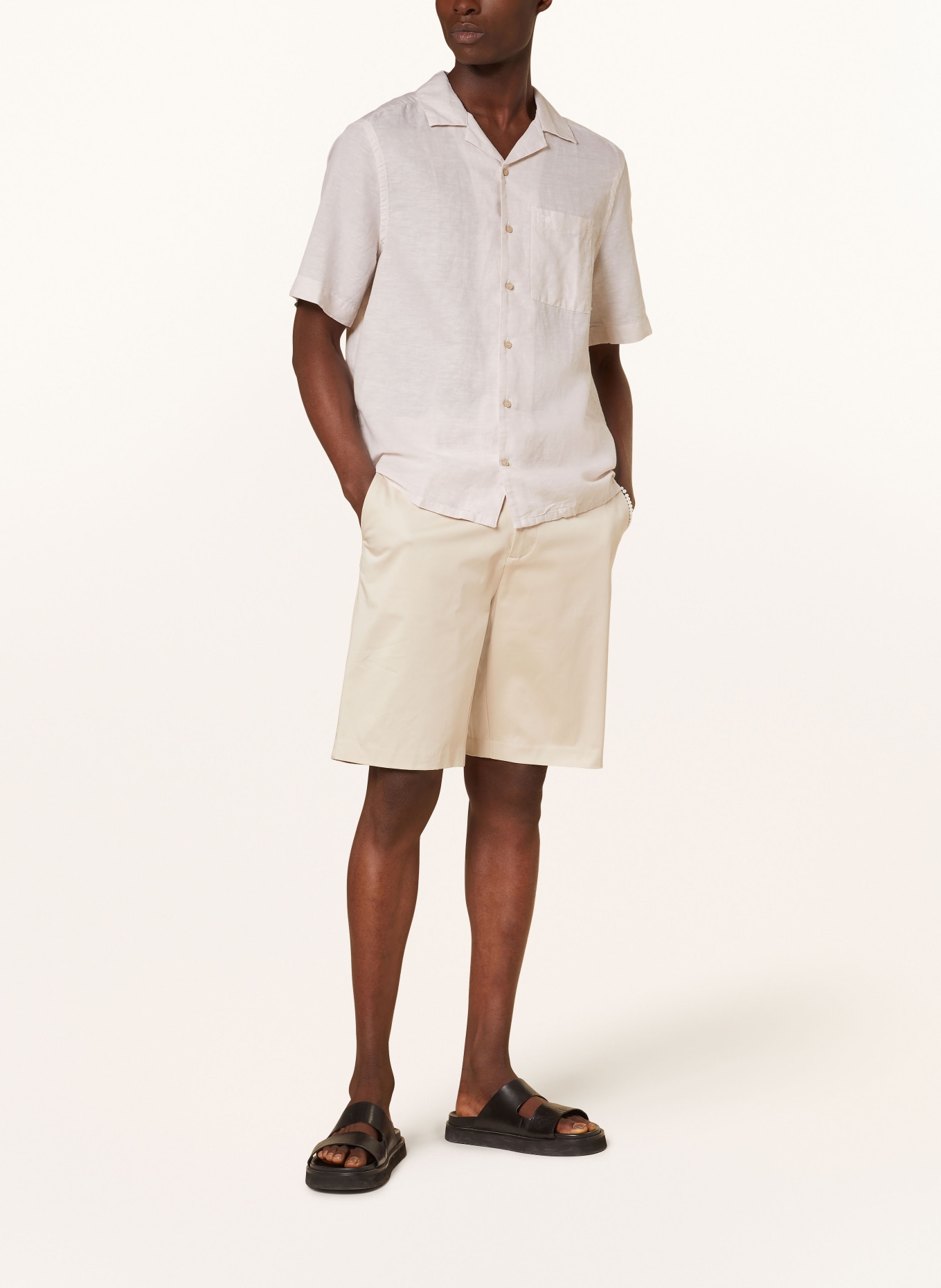 Calvin Klein Resort shirt regular fit with linen, Color: BEIGE (Image 2)