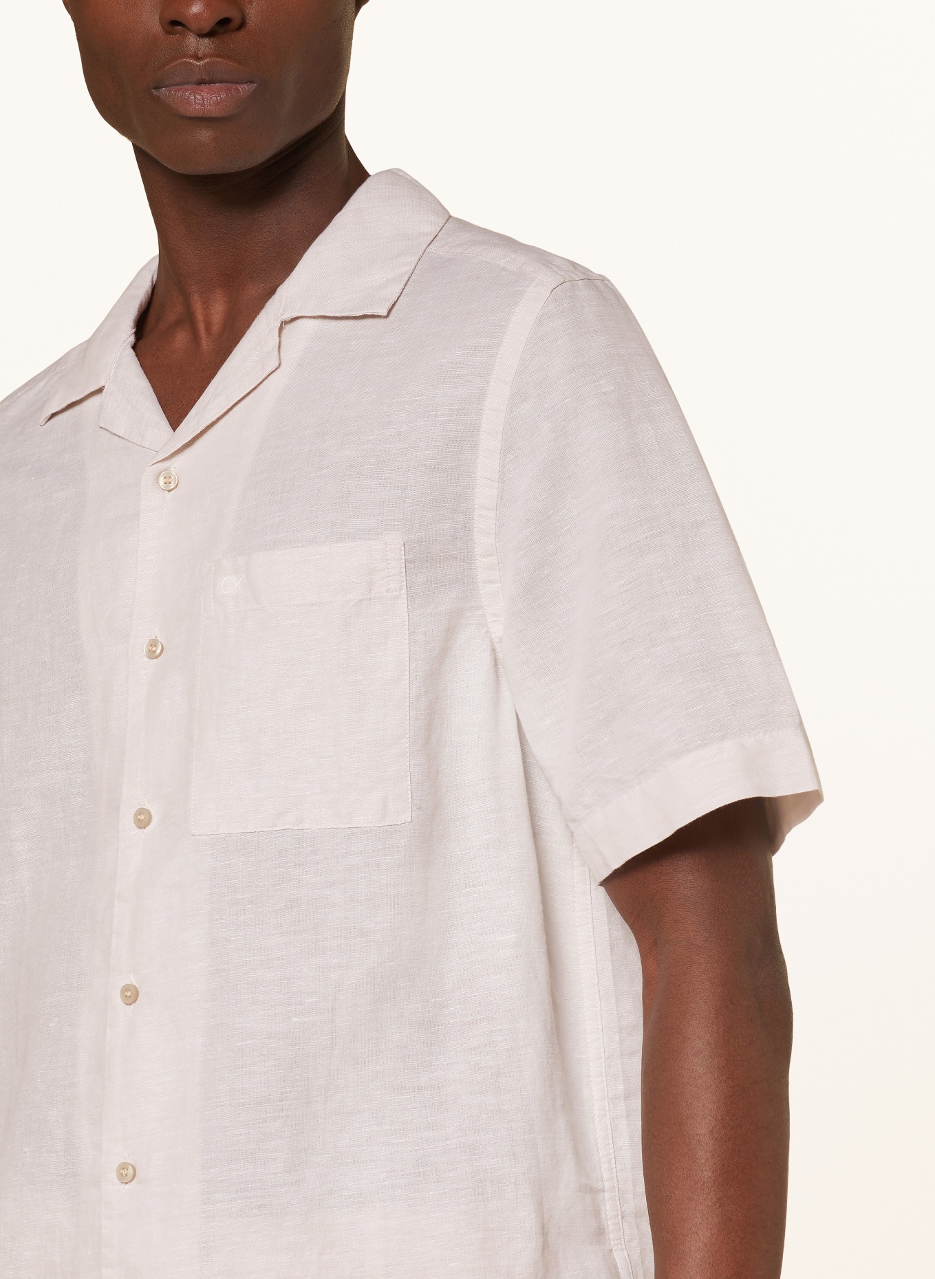 Calvin Klein Resort shirt regular fit with linen, Color: BEIGE (Image 4)