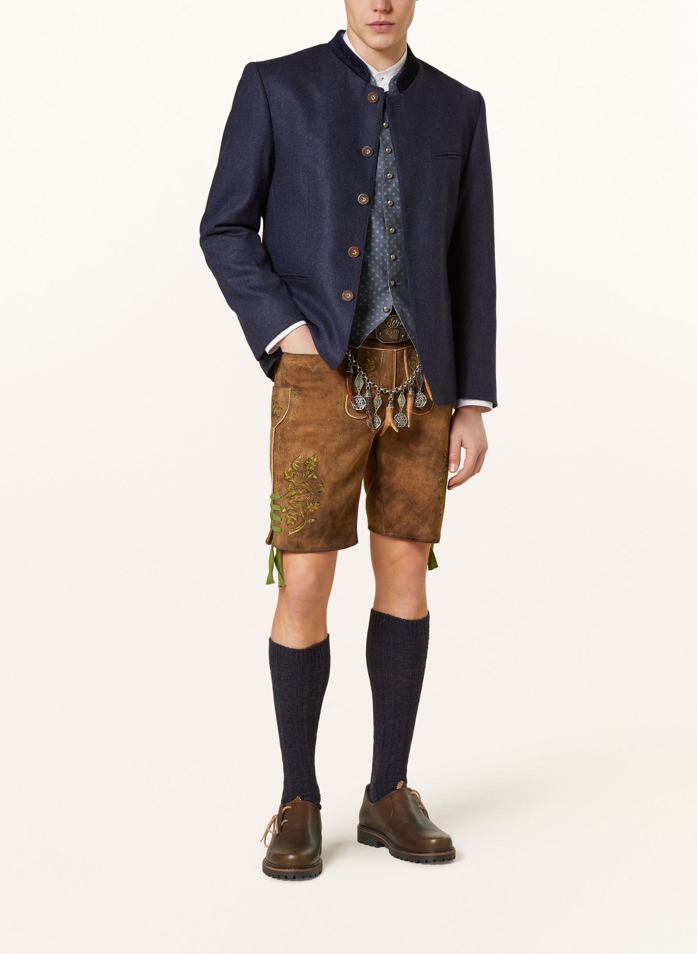 Spieth & Wensky Spodnie skórzane w stylu ludowym PRESLEY, Kolor: BRĄZOWY (Obrazek 2)