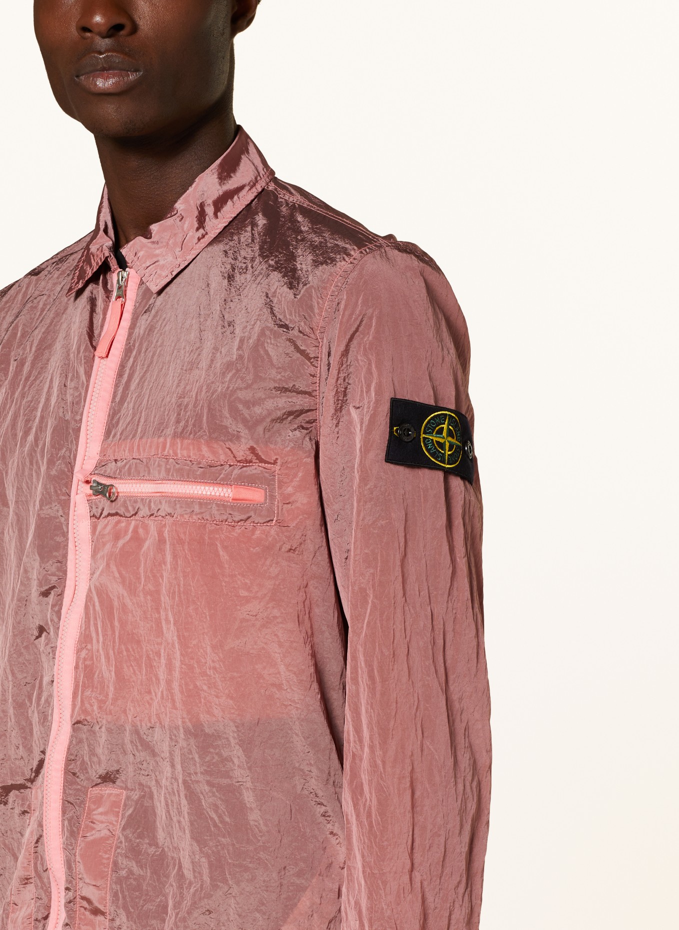 Stone island pink on sale overshirt