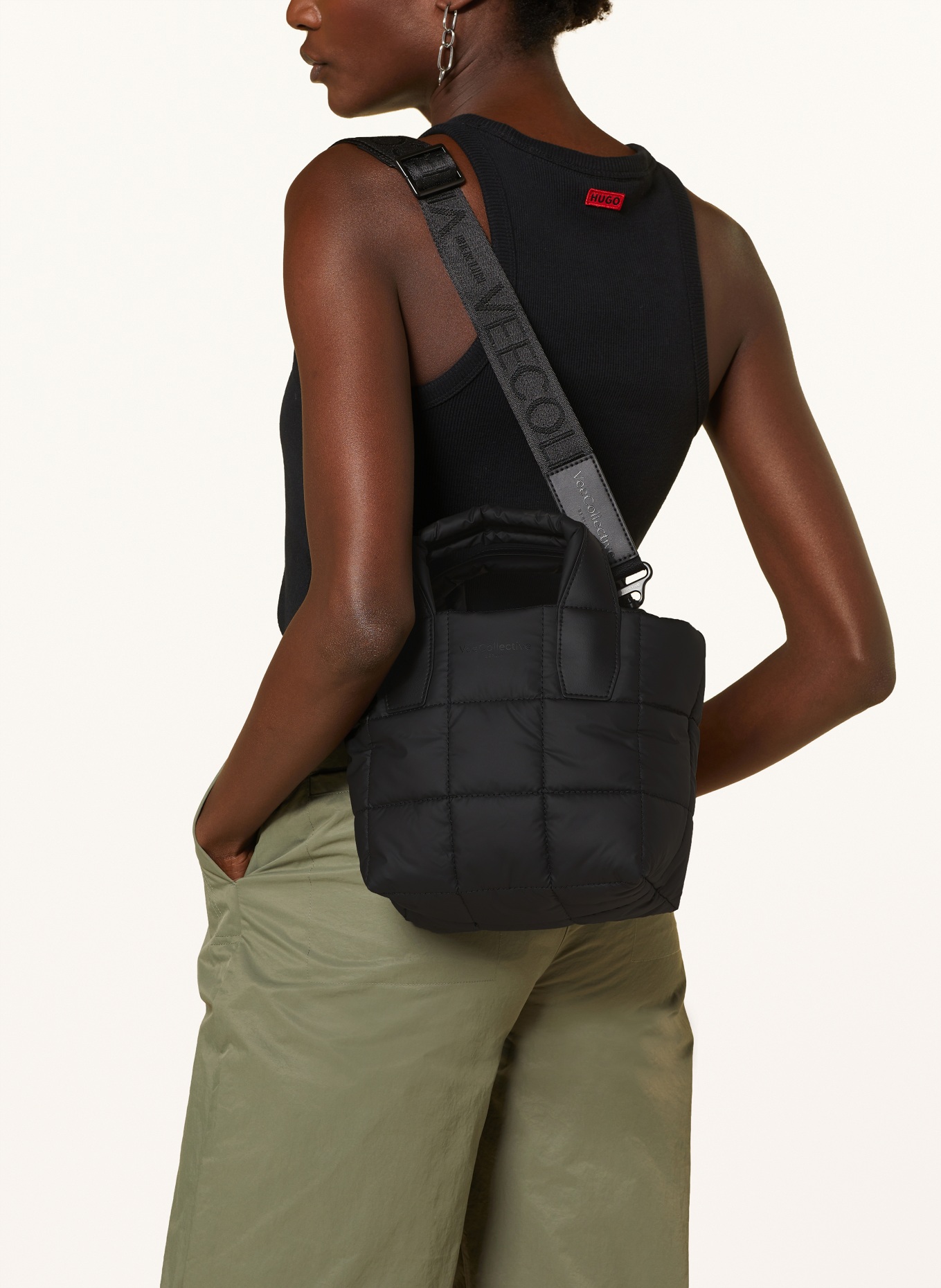 Vee Collective Shopper PORTER TOTE MINI with pouch, Color: BLACK (Image 4)
